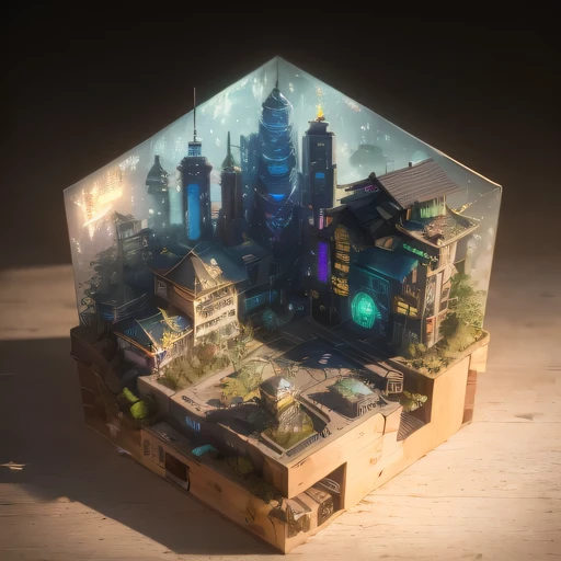 3658年Lunar soil realistic model, (bifurcation, original photo, best quality, masterpiece:1.4),SteampunkCyberpunk6820 City,(CyberpunkLunar soil light:1.3), Lunar soil (related to land),(in a small nature box:1.3),Isometric, small nature, landscape on foundation,landscape,