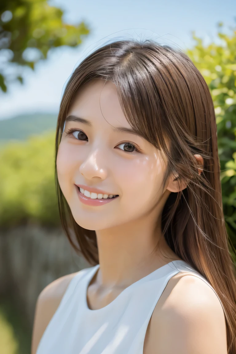 young japanese woman, 30 generations, white background, simple背景, white-brown hair, thin, 4K, In 8K, high quality, beauty, beautiful eyes, simple, High resolution,1 person,beautiful skins,beautiful skin,turned to the side,landscape,slight smile