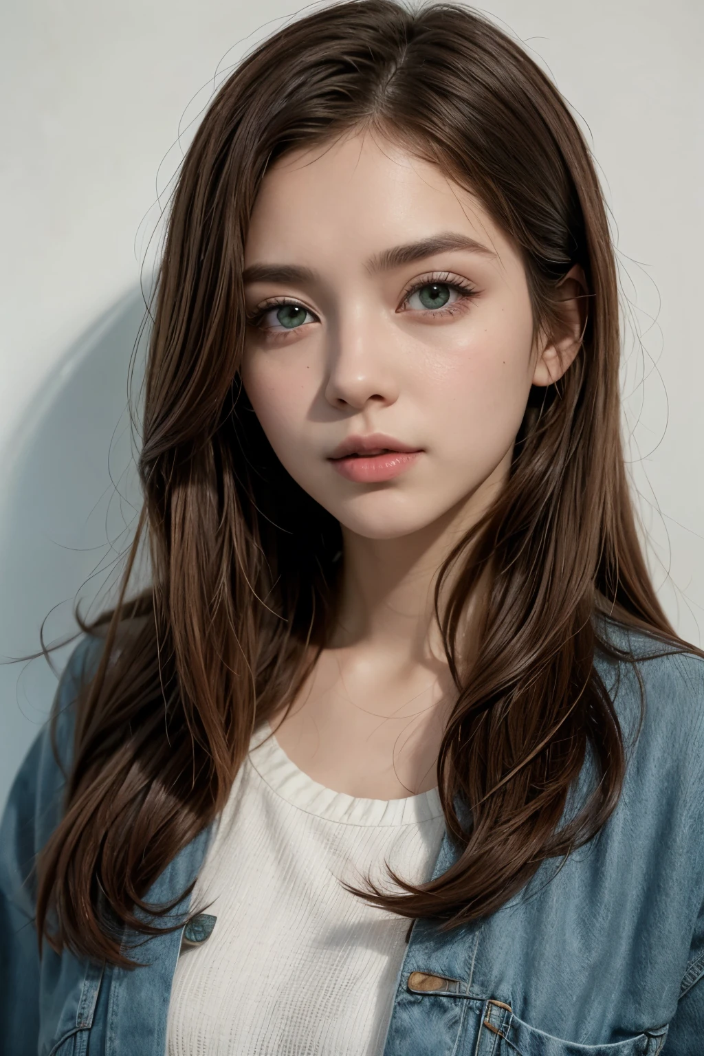 red middle length hair woman with green eyes in fine clothes