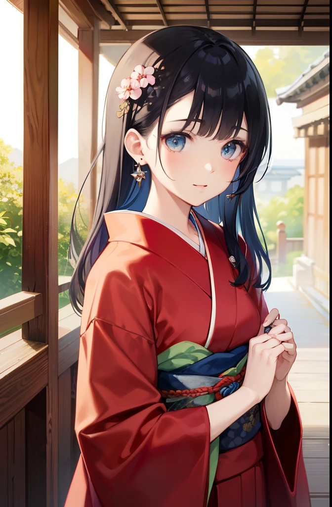 masterpieces、hyper quality,、Perfect drawing with super detail、solo、Beauty in the world、general、Japanese dress、black-haired、Japanese Hair、Colorful Japanese kimono、octane number、nffsw、(ultra detailed:1.15)、(soft light、Spicy:1.2)、1 girl in、Beautiful girl、Ultra detailed eyes、IFOM、Rainbow drop pattern、flip flop、splash、Long dyed hair、Ultra-detailed kimono、(hair ornaments、earrings、)、outside the home、pines