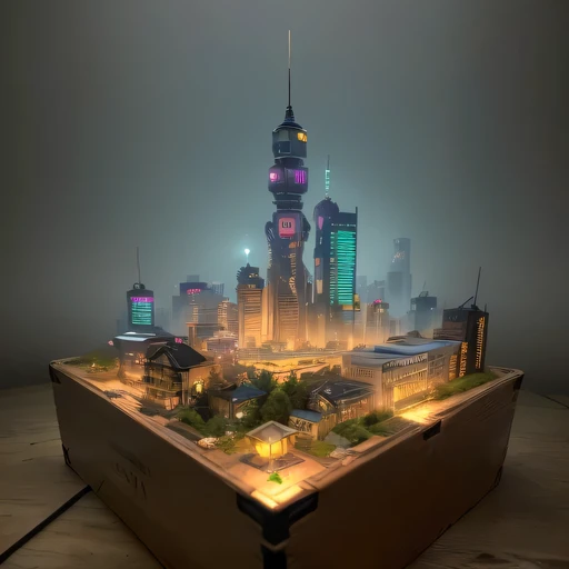 2658年Lunar soil realistic model, (bifurcation, original photo, best quality, masterpiece:1.4),SteampunkCyberpunk6820 City,(CyberpunkLunar soil light:1.3), Lunar soil (related to land),(in a small nature box:1.3),Isometric, small nature, landscape on foundation,landscape,