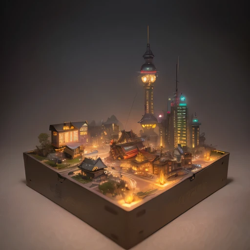 2658年Lunar soil realistic model, (bifurcation, original photo, best quality, masterpiece:1.4),SteampunkCyberpunk6820 City,(CyberpunkLunar soil light:1.3), Lunar soil (related to land),(in a small nature box:1.3),Isometric, small nature, landscape on foundation,landscape,