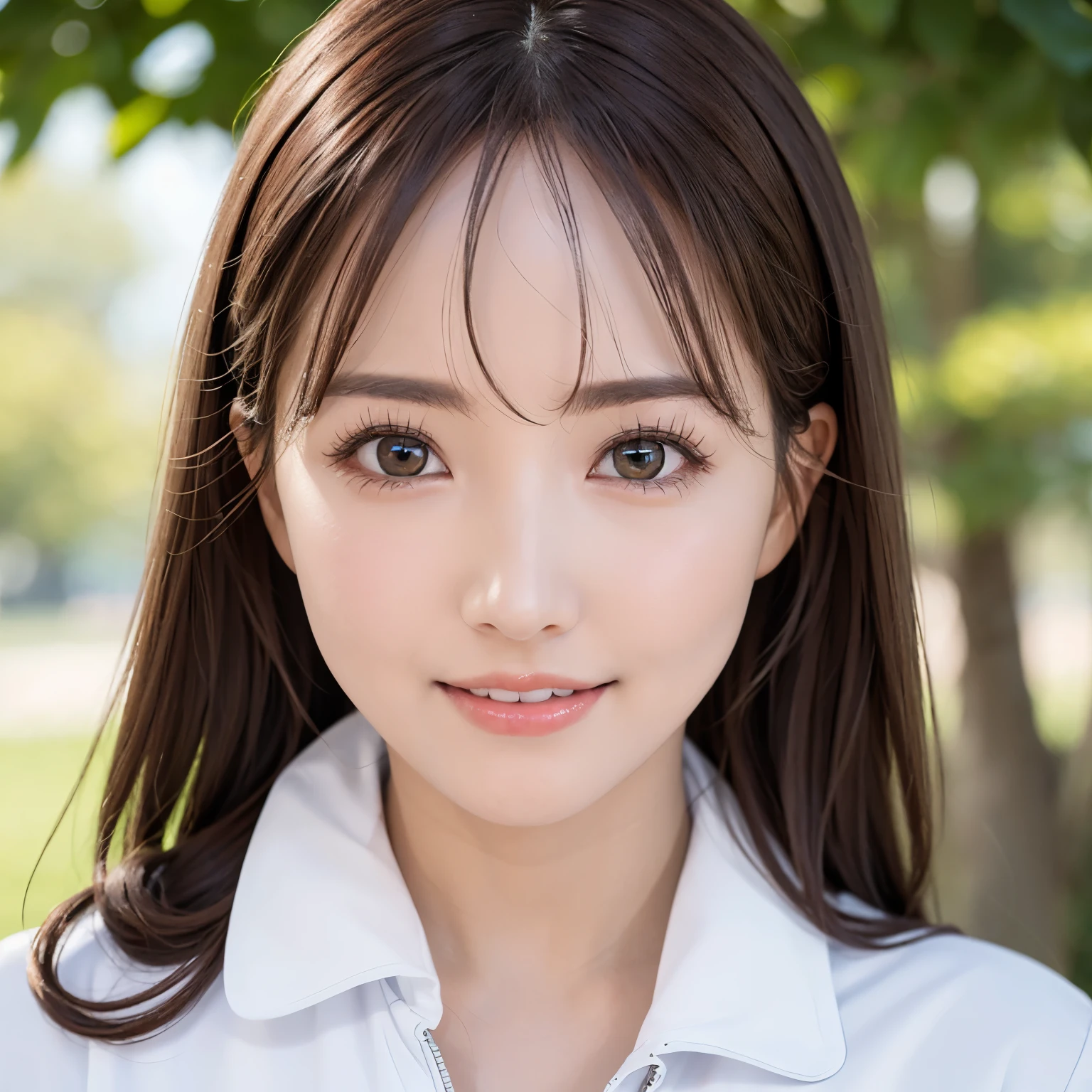 (highest quality、table top、8K、best image quality、Award-winning work)、one beautiful woman、Shining beautiful skin、(Competition windbreaker with stylish design:1.2)、(Fluorescent nylon sportswear:1.2)、Shining ultra-high definition skin、(accurate anatomy:1.1)、A gentle smile looking at me、(upper body photo:1.1)、Standing gracefully、(Blurred wide park background:1.1)、portrait photography、(draw softly and smoothly:1.1)、very romantic、光を受けてShining beautiful skin、(very bright and refreshing:1.1)、(the most detailed and perfect face:1.1)、(most detailed glowing eyes:1.1)、(beautiful and moisturized skin:1.1)