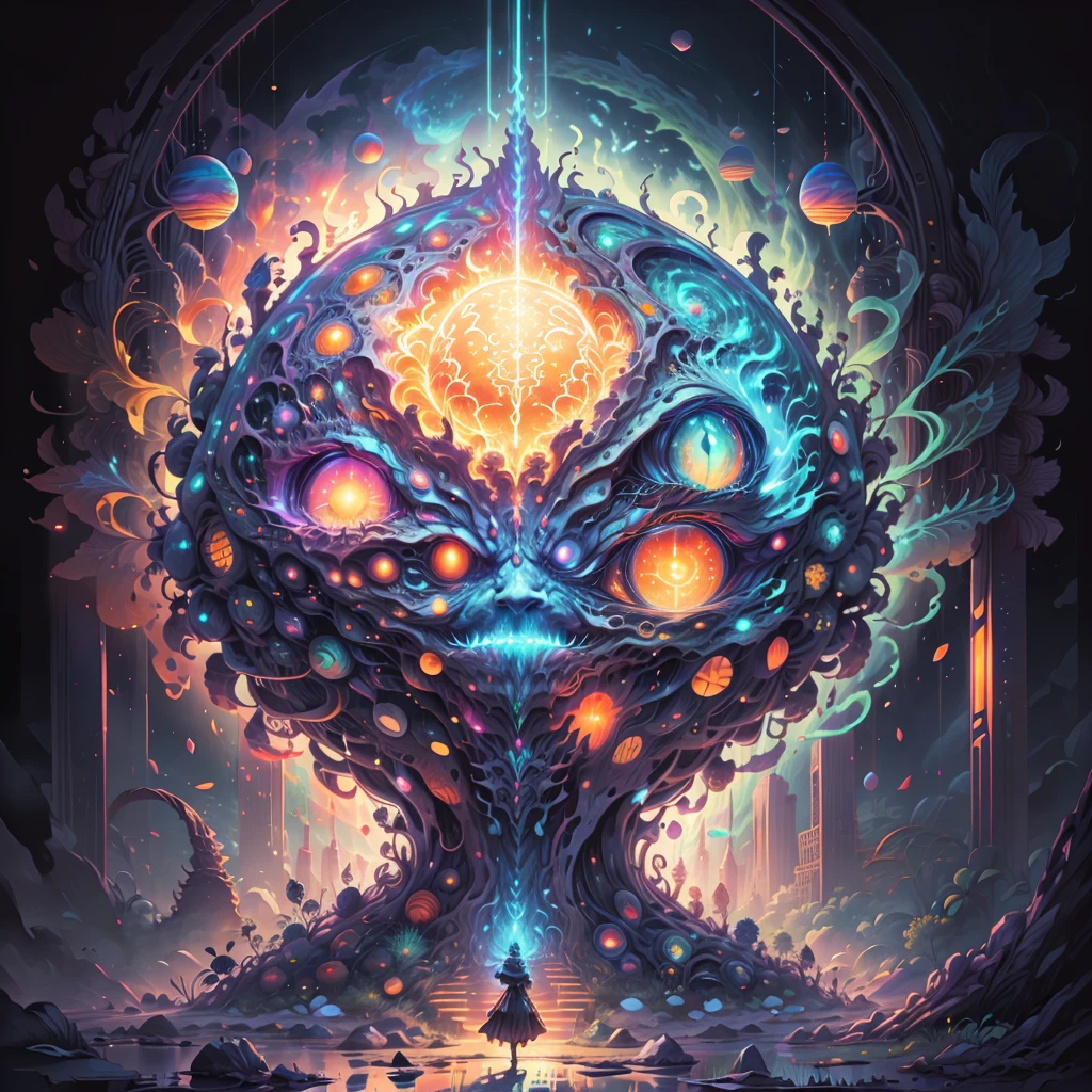 Thrilling dreams, ultra-realistic realism, abstracted, psychedelia, tmasterpiece,PsyAI, (tmasterpiece,best qualtiy:1.2),illustration,8k wallpaper,Dazzle,(Portals:1.1),(Otherworldly creatures:1.2),(magic energy:1.1),(floating debris:1.05),(glowing third eye:1.1), (strong lights:1.05), (illumination:1.05), (fantasy:1.15), (hyper realisitc:1.1), (mistic:1.05), (intriguing:1.05), (Ethereal:1.08), (mistic:1.1), (cosmic:1.05), (interdimensional:1.1), (unearthly:1.05), (spellbinding:1.1), (Unforgettable:1.05), (Fantasy art: 1.1),(number art:1.05),(magic realism:1.08),(Epic:1.1),(concept-art:1.05),(highly detailed:1.1),(cinematic ligh:1.05),(ultra-realistic realism:1.05),(mistic:1.05),(astounding:1.1),(andrey surnov:1.05),(mind bending:1.1),(big breasts enchanting:1.05),(Unbelievable:1.05),(otherworldly landscapes:1.1),(breath-taking:1.05 ), (incredulous:1.05), (portal opening:1.05)