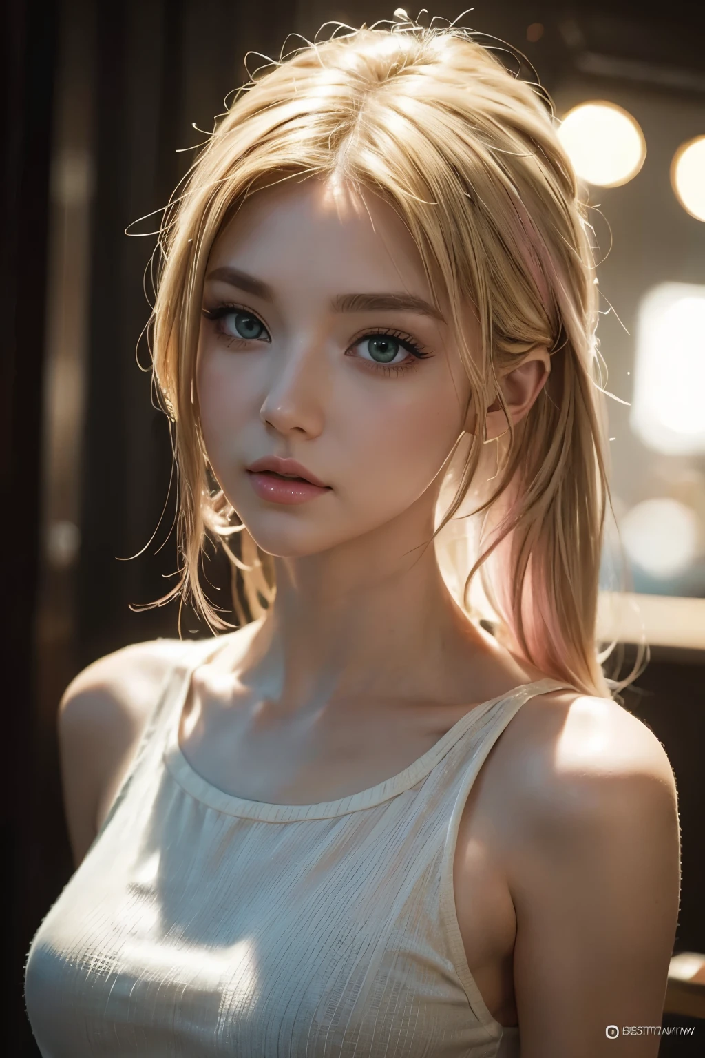 portrait, Practical, blue eyes, Blonde hair, Large Breasts, 4K resolution, High quality CG, Beautiful CG, Soft Light,nake