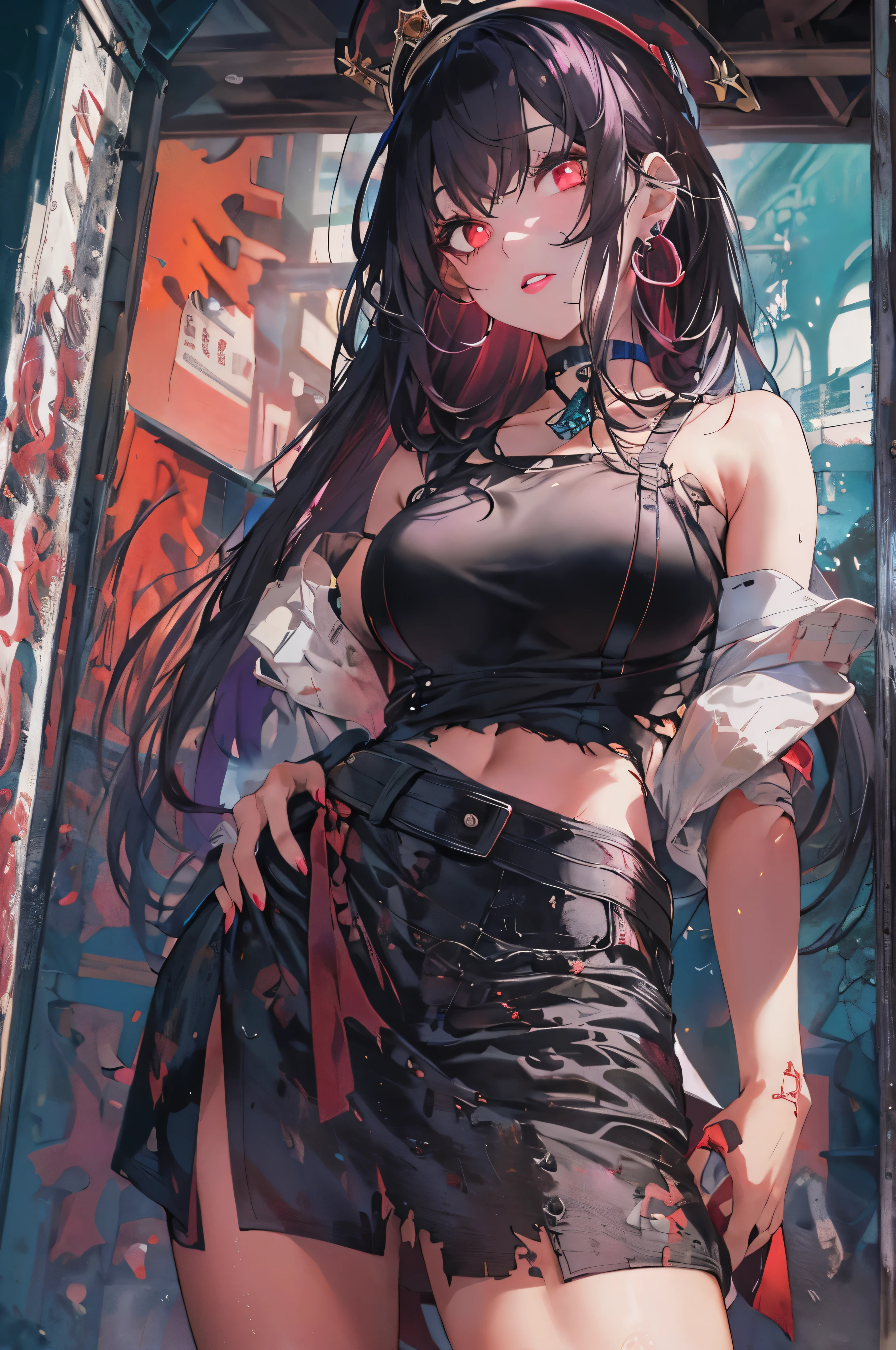 Beautiful purple hair、red background