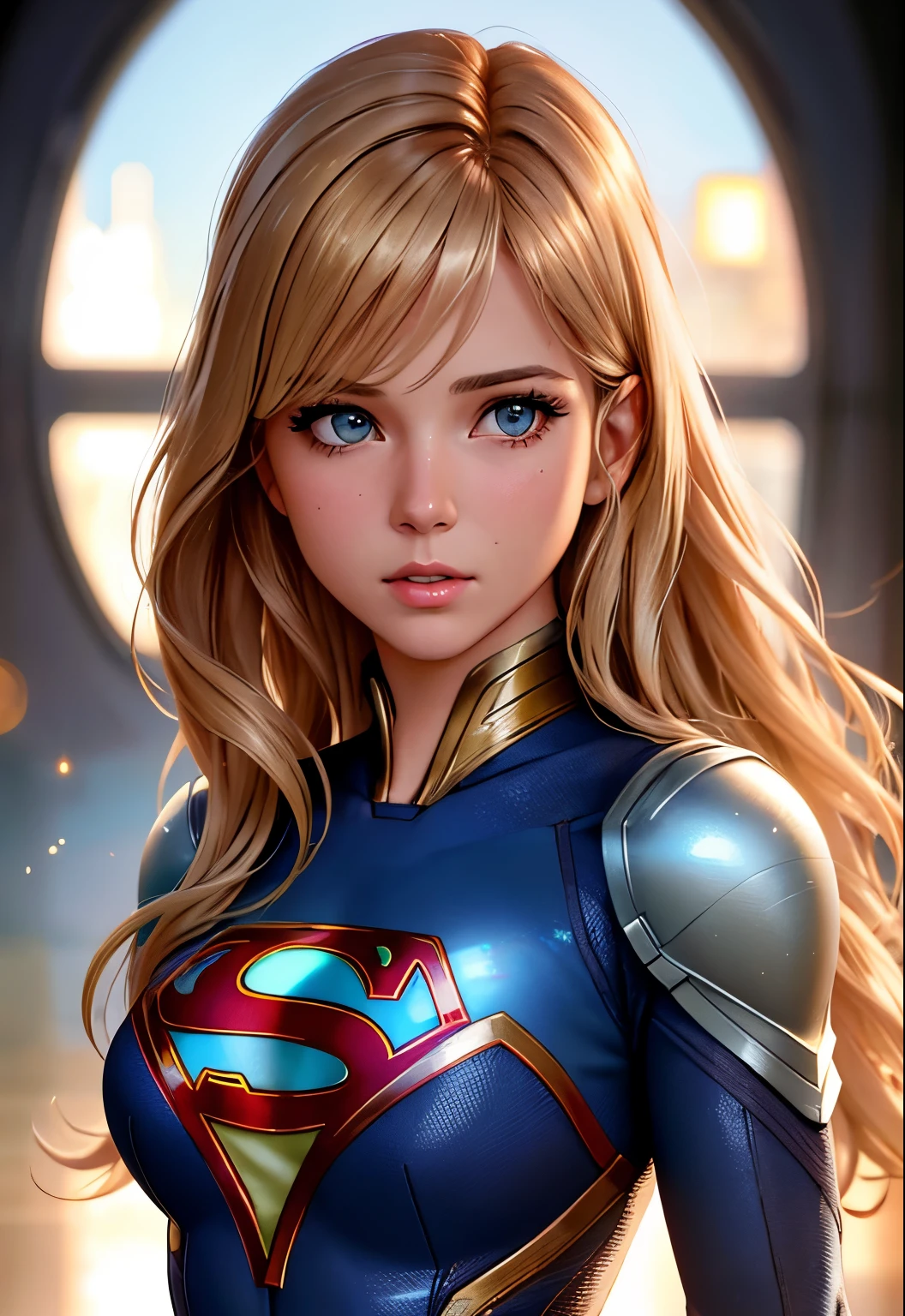 Supergirl, 8K, HD, realistic, beautiful highly detailed Body. painting by artgerm and greg rutkowski and alphonse mucha, realistic, HD, 8k, supergirl suit, 1980s, beauty face, ((realism)), extremely high quality RAW photograph, ultra detailed photograph, sharp focus, high resolution, (detailed skin:1,3),high quality, film grain, Fujifilm XT3,Highly Detailed, movie, (Cinematic Photo:1.3) of (Realistic:1.3),(Disgusting:1.3) Photorealism, (Magical Photo:1.3) of (Realistic:1.3), Crystalcore, Bejeweled, ethereal, hyperdetailed fantasy character, Dreamlike, Ethereal Fantasy, Realistic, Fiction, Full-HD, HD, 8K, Soft Lighting, Beautiful Lighting,Highly Detailed,Highly Detailed,(Photorealism:1.3), (1girl:0.999), (blonde_hair:0.790), (eyelashes:0.609), (face:0.631)