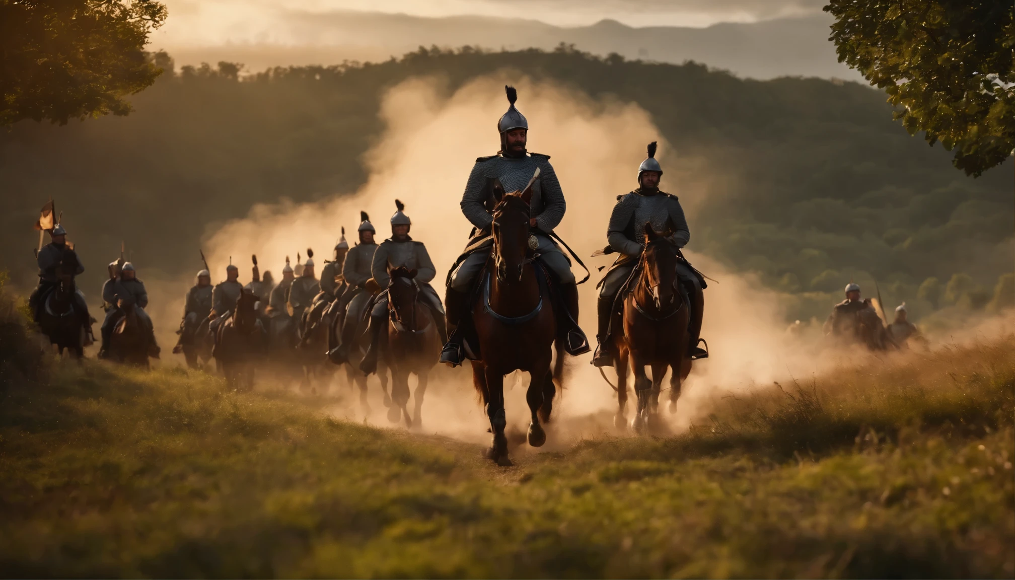 (realistic,photorealistic:1.37), high-quality, high-resolution, 8k, detailed depiction of the Georgian army in the year of 1121, vibrant colors, vivid details, historically accurate uniforms, meticulously rendered armor, precisely replicated weapons, intense battle scene, brave soldiers in action, bustling war camp, authentic tents and war equipment, commanding general giving orders, disciplined soldiers marching in formation, heroic poses and expressions, sunlight casting dramatic shadows, realistic facial features and expressions, confident eyes, fierce determination, smoke and dust-filled battlefield, epic landscape as the backdrop, rolling hills, lush green vegetation, towering mountains, accurate depiction of the medieval Georgian countryside, atmospheric lighting, warm golden tones, strategic formations, dynamic movement, storytelling composition, battle flags fluttering in the wind, intense emotions, triumphant atmosphere.