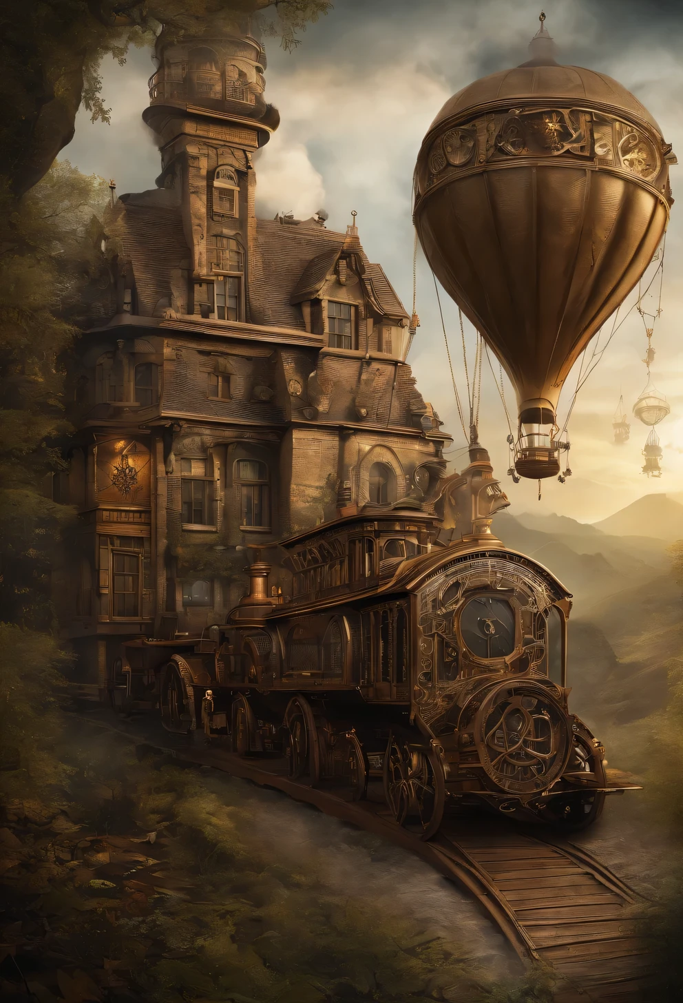 Van Helsing, steampunc, Dark Fantasy, high detail, hyperrealistic, cinematic frame