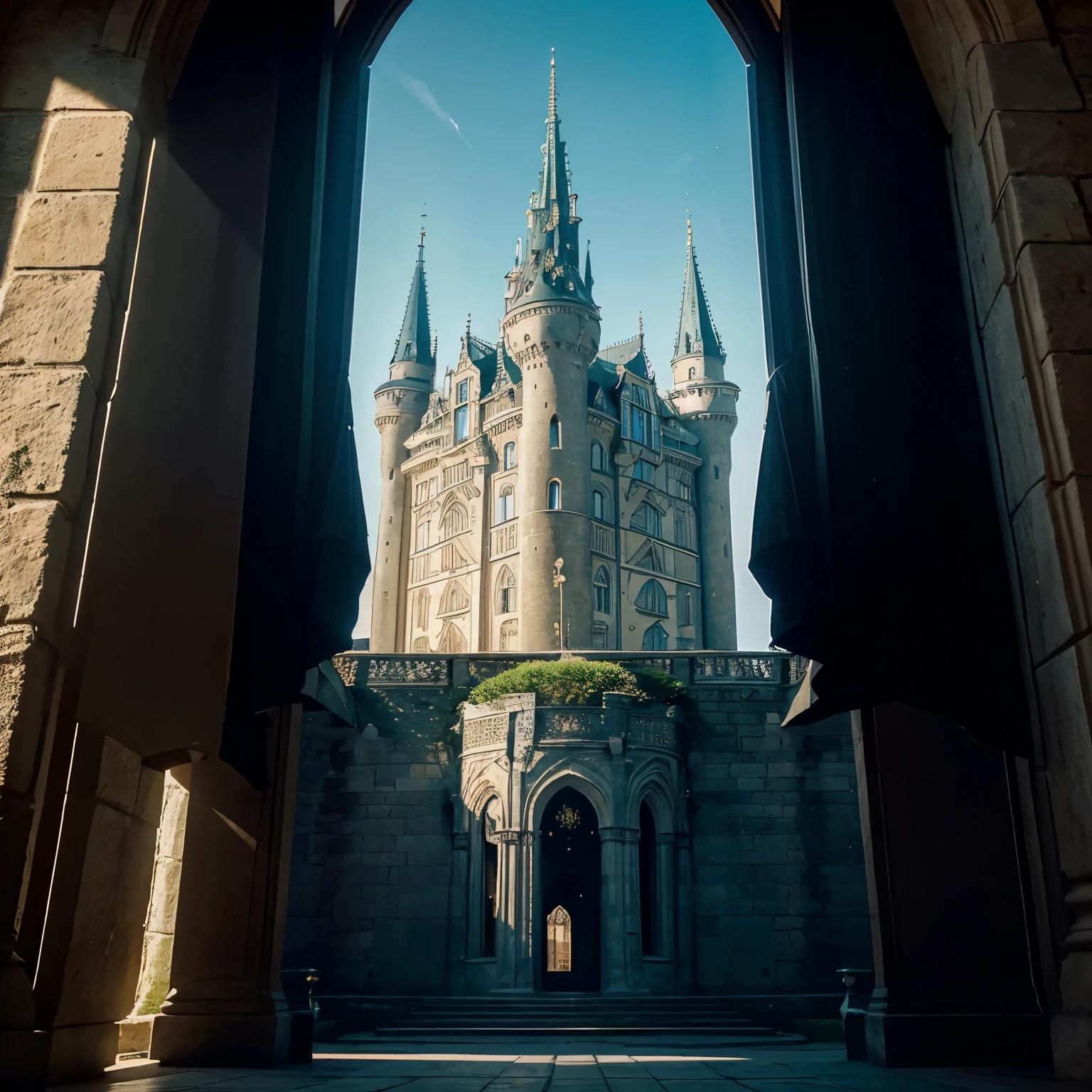 Through next-generation artificial intelligence, create a maximum quality image that represents a beautiful big and beautiful castle. Explore advanced levels of detail to highlight the castle&#39;s majestic architecture, capturando nuances como torres imponentes, janelas ornamentadas e elementos decorativos. Adopt a cinematic style to bring the scene to life, playing with light to enhance the beauty of the castle in a magical environment, maybe at sunset or under the moonlight. Make sure the image conveys a sense of grandeur and charm, providing a captivating view of a castle that seems straight out of a fairytale.