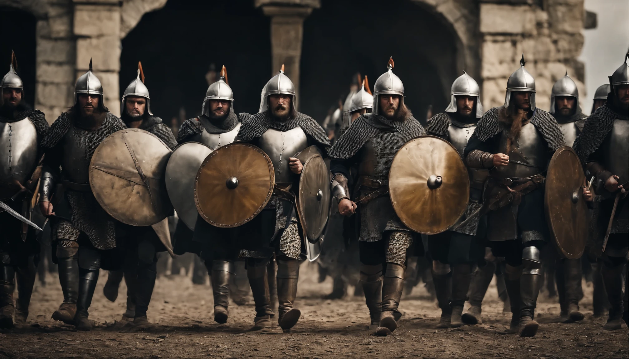 Georgian warriors with alans and crusaders gathered together to support each other in war during XII century