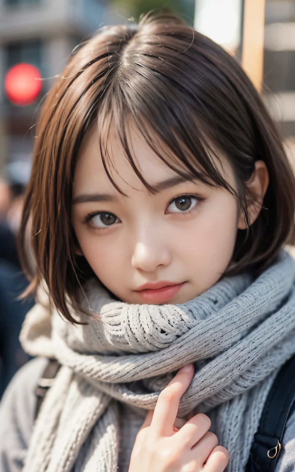 cute 21 year old japanese、Chinatown、shopping、super detail face、eye for details、double eyelid、beautiful thin nose、sharp focus:1.2、Beautiful woman:1.4、(light brown hair,short haired、)short cut hair,pure white skin、highest quality、masterpiece、Super high resolution、(Photoreal:1.4)、Highly detailed and professionally lit smiles、Cute winter clothes、