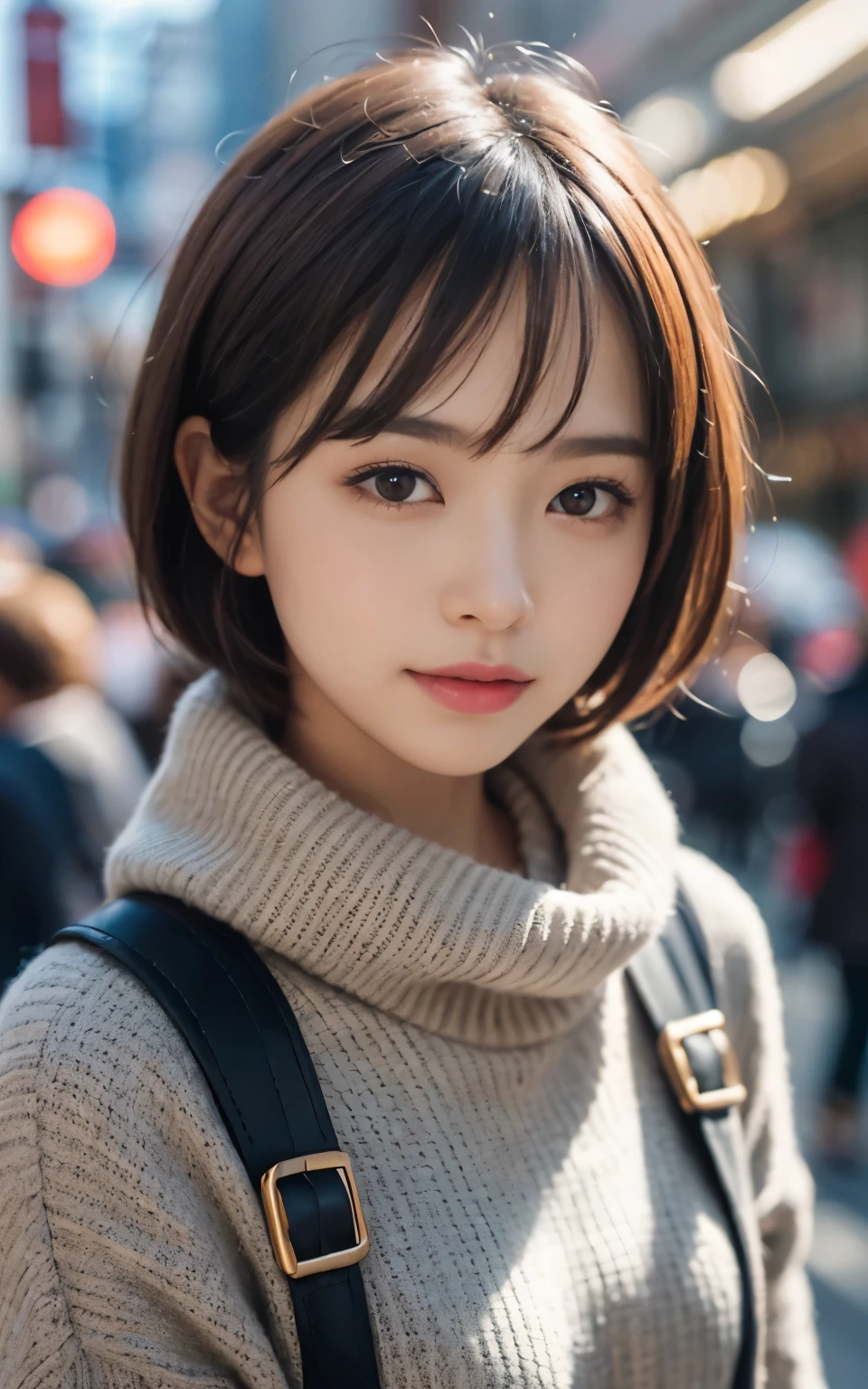 cute 21 year old japanese、Chinatown、shopping、super detail face、eye for details、double eyelid、beautiful thin nose、sharp focus:1.2、Beautiful woman:1.4、(light brown hair,short haired、)short cut hair,pure white skin、highest quality、masterpiece、Super high resolution、(Photoreal:1.4)、Highly detailed and professionally lit smiles、Cute winter clothes、