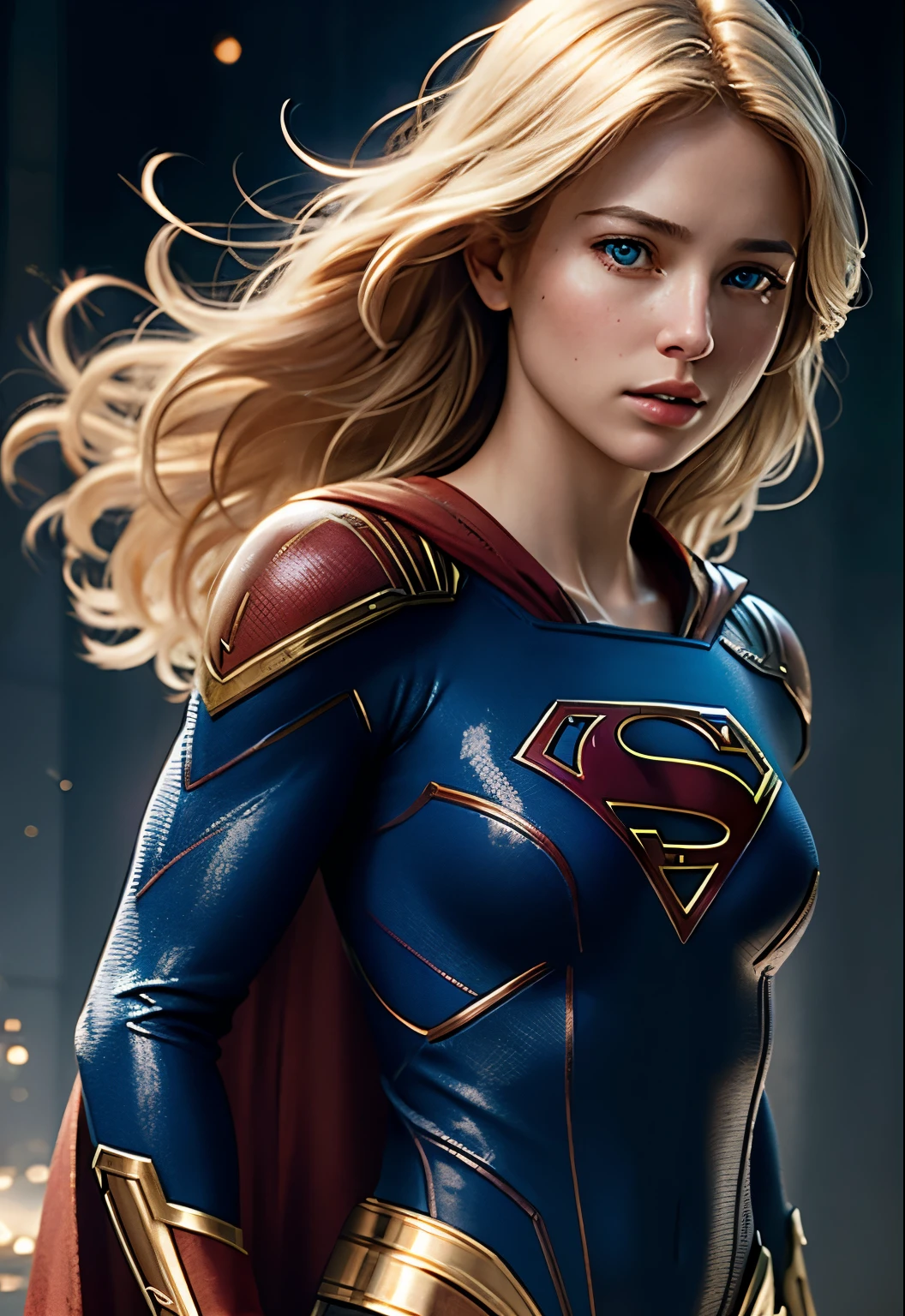 Supergirl, 8K, HD, realistic, beautiful highly detailed full Body. painting by artgerm and greg rutkowski and alphonse mucha, realistic, HD, 8k, supergirl suit, 1980s, beauty face, ((realism)), extremely high quality RAW photograph, ultra detailed photograph, sharp focus, high resolution, (detailed skin:1,3),high quality, film grain, Fujifilm XT3,Highly Detailed, movie, (Cinematic Photo:1.3) of (Realistic:1.3),(Disgusting:1.3) Photorealism, (Magical Photo:1.3) of (Realistic:1.3), Crystalcore, Bejeweled, ethereal, hyperdetailed fantasy character, Dreamlike, Ethereal Fantasy, Realistic, Fiction, Full-HD, HD, 8K, Soft Lighting, Beautiful Lighting,Highly Detailed,Highly Detailed,(Photorealism:1.3), (1girl:0.999), (blonde_hair:0.790), (eyelashes:0.609), (face:0.631)