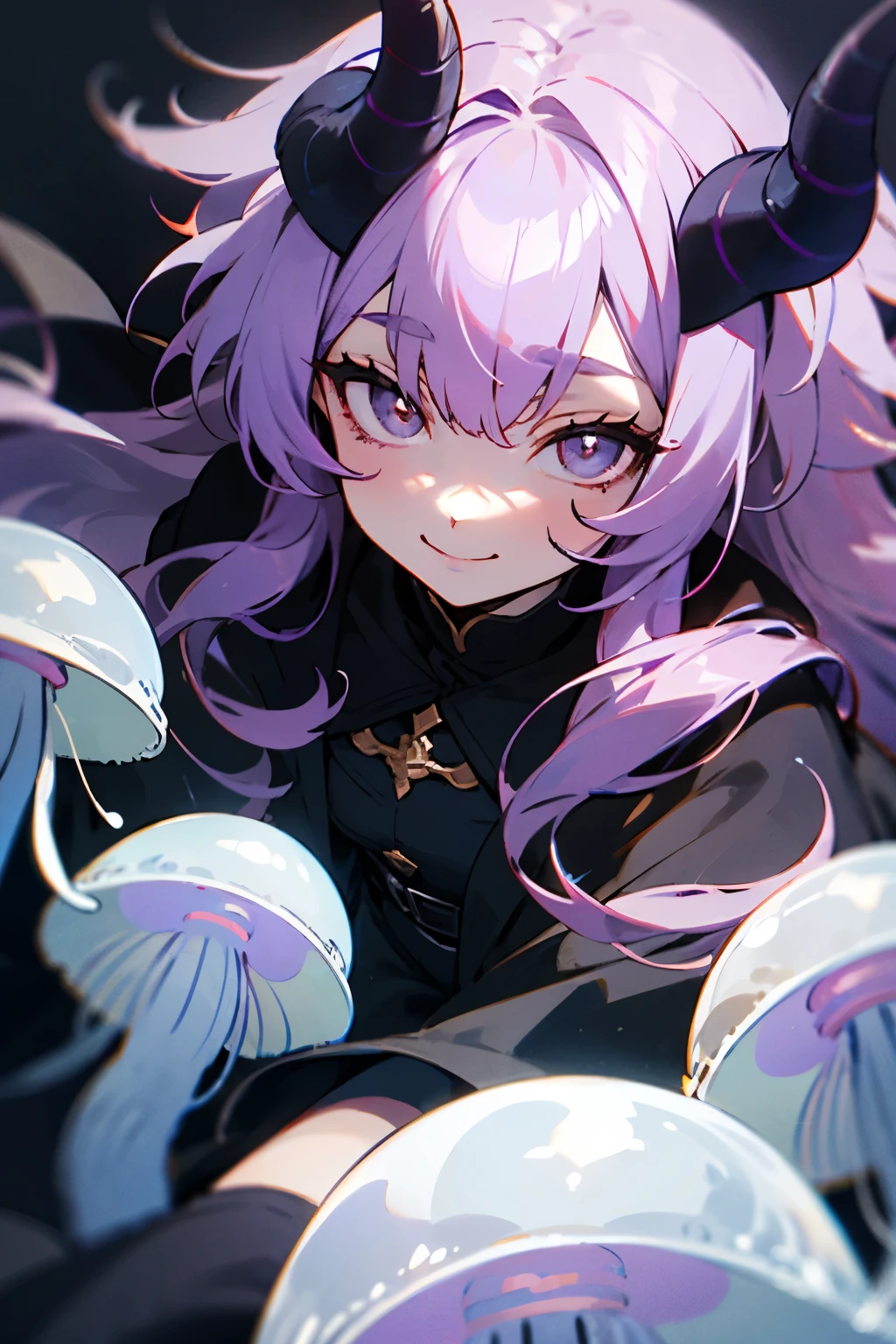 Chipmunk, purple and black fur, glowing pink eyes, eating the dream of another creature, masterpiece, best quality, ((In dreamy art style))