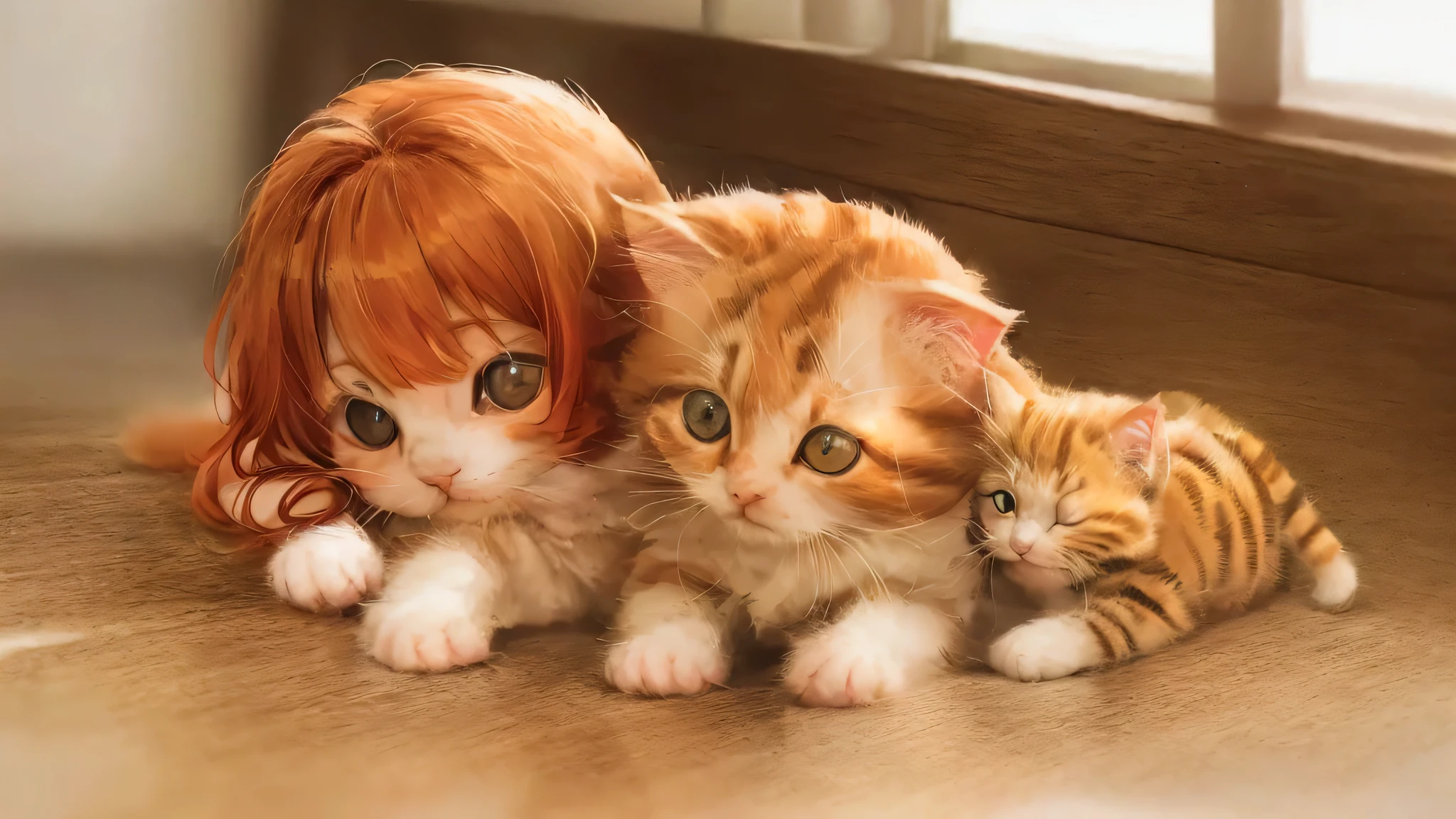 A small orange and white cat is sitting on the floor。, adorable kitten, cute kitten, a cute cat, cute cat, cute cat photo, 今までで一番cute kitten, miniature kitten, cat photo, With cute doting eyes, cute and adorable, kitten portrait, ginger cat, cute kittens, cute cat, Cute animals, cute and kind eyes