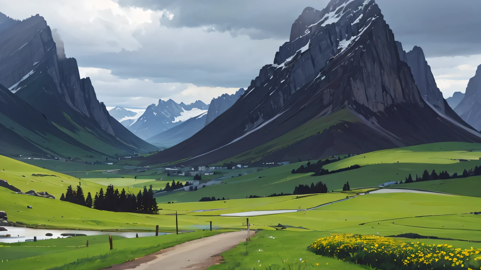 paisaje, mountain, Rainy Day