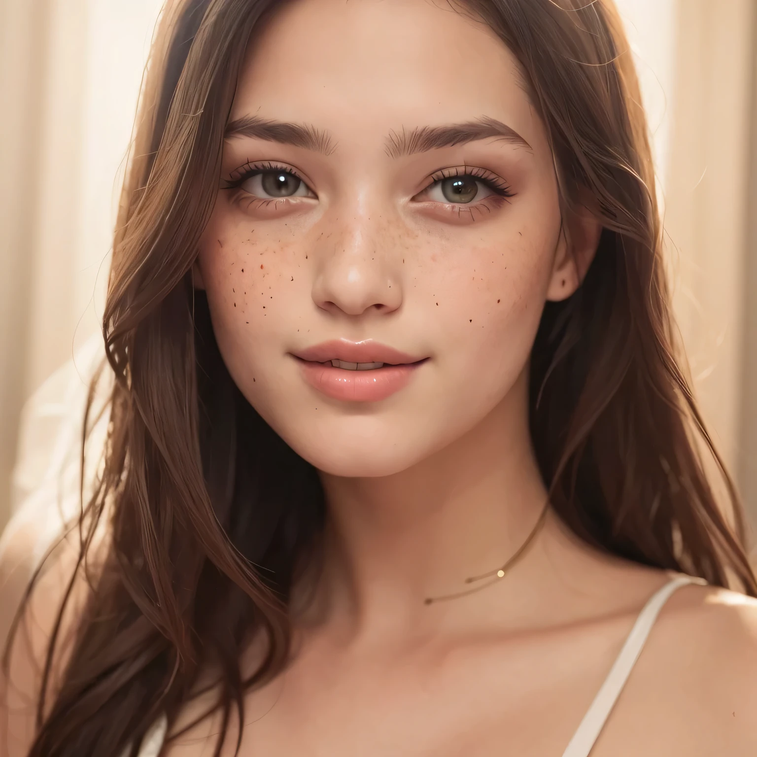 close-up of a woman with long hair and a white dress, Portrait of Sophie Mudd, gorgeous young model, cute young woman, Beautiful young woman, beautiful girl-, Anna Nikonova, A.k.a. NewMilky, Очень Beautiful young woman, a cute young woman, with freckles, Beautiful young girl, Beautiful young face, Beautiful delicate facial features
