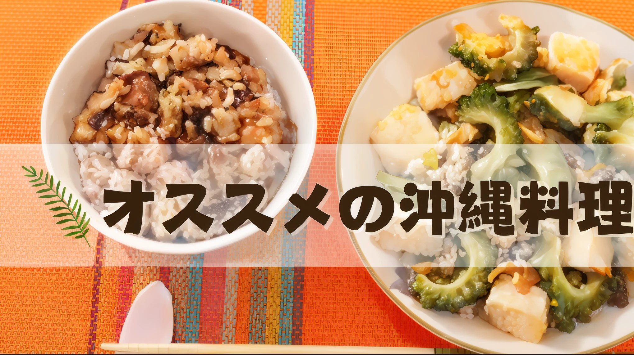 I have a bowl of rice, a bowl of broccoli, and some chopsticks., beast, Food Blog photo, japanese fusion cuisine, food photo, blog-photo, With Japanese text, Inspired by Masamitsu Ota, Food Blog, Immortal cliff, food advertisement, image, title kanji, beginner, sugar, ad image