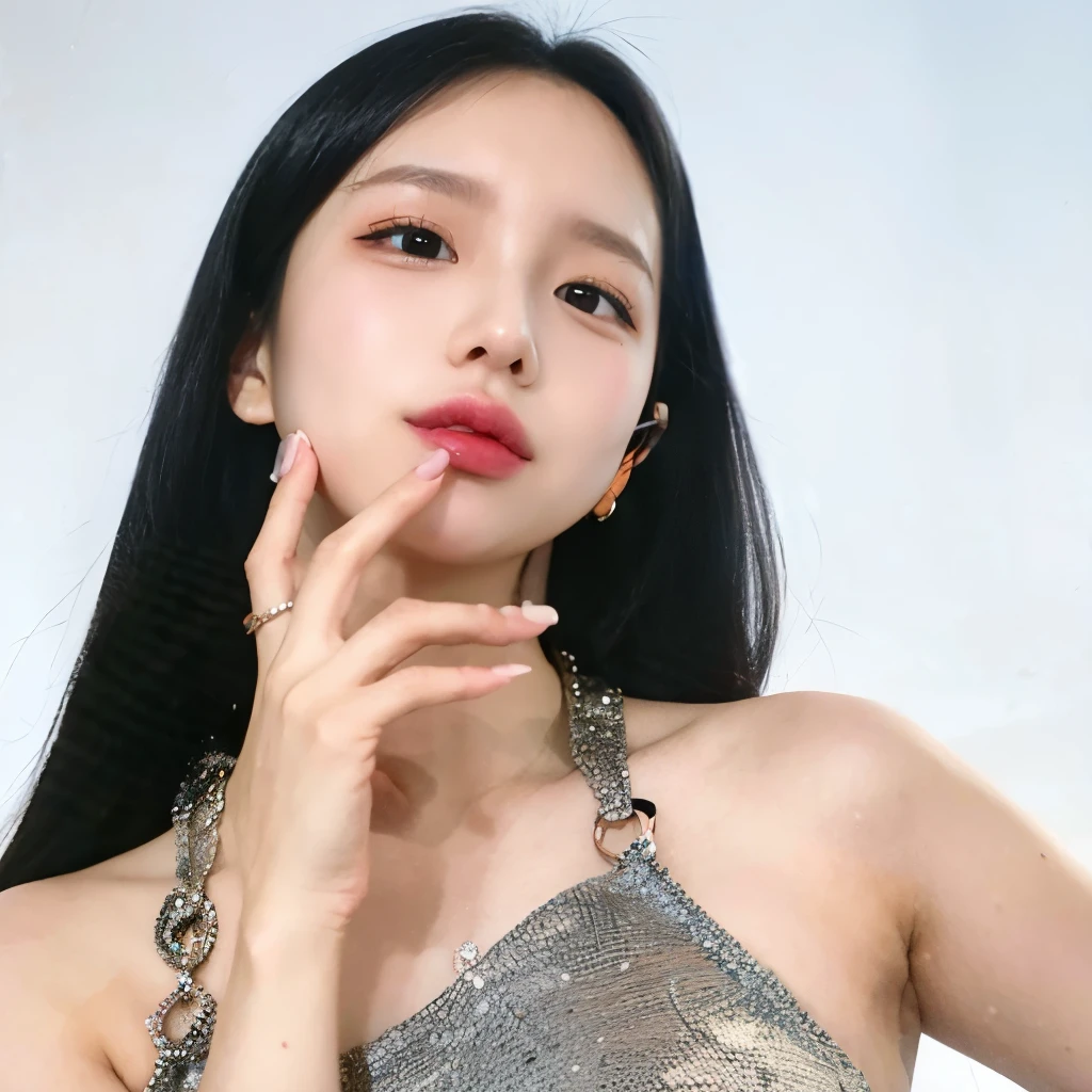 araffe woman with long black hair and a necklace smoking a cigarette, jisoo of blackpink, jisoo from blackpink, kiko mizuhara, heonhwa choe, dilraba dilmurat, park ji-min, jiyun chae, lee ji-eun, lee ji - eun, portrait jisoo blackpink, hwang se - on
