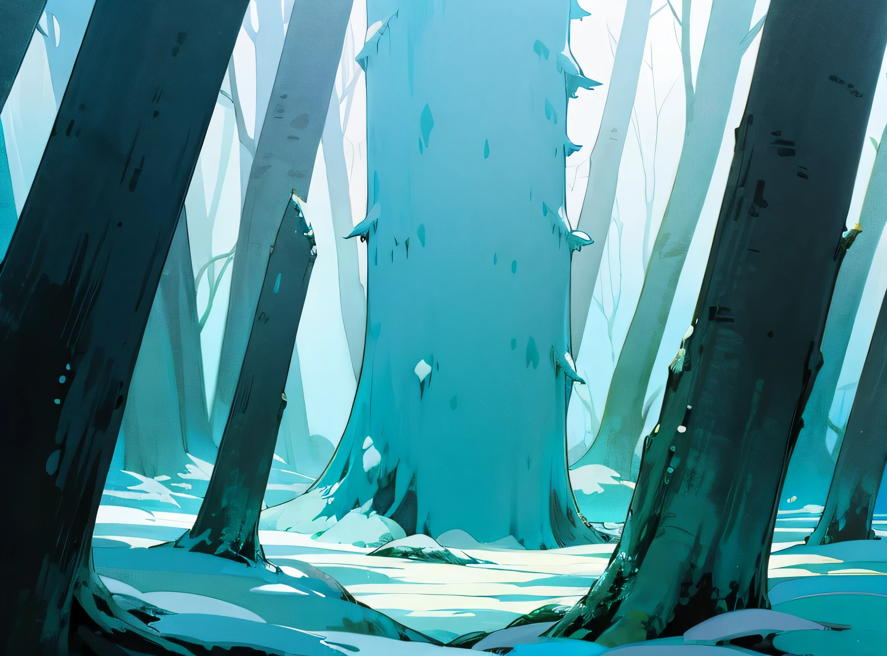 random ghibli style ice forest