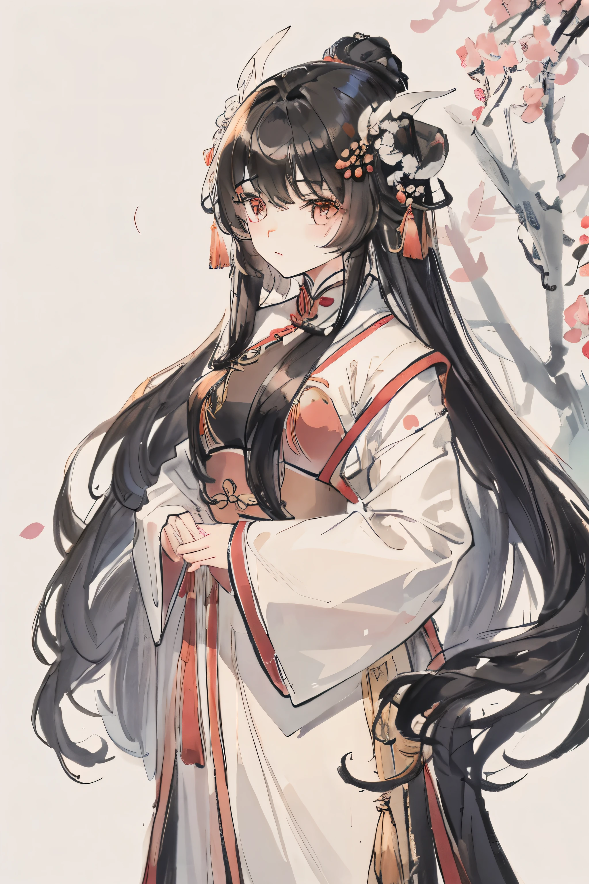 masterpiece, best quality, Extremely delicate and beautiful girl,black hair，xianxia，Bundle hair