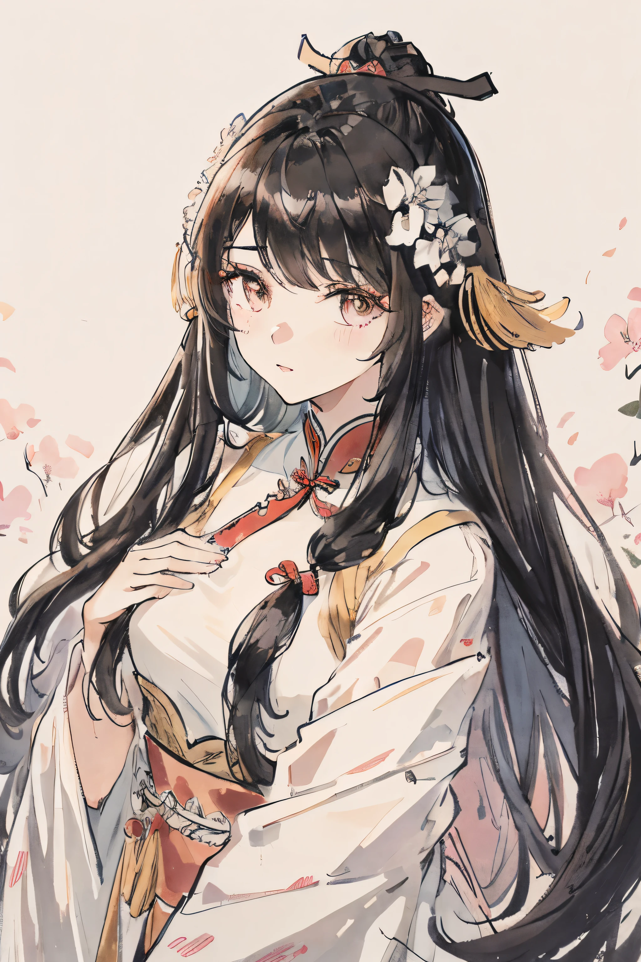 masterpiece, best quality, Extremely delicate and beautiful girl,black hair,xianxia,Bundle hair