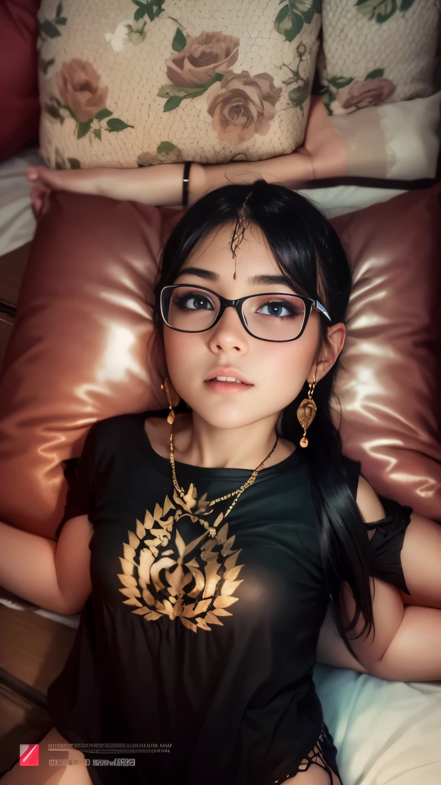 Sexy woman, seductive gaze, flustered, lustful gaze, blushing intensely, parted lips, medium chest, dark room, one lamp, warm lighting, lying in bed, desperate