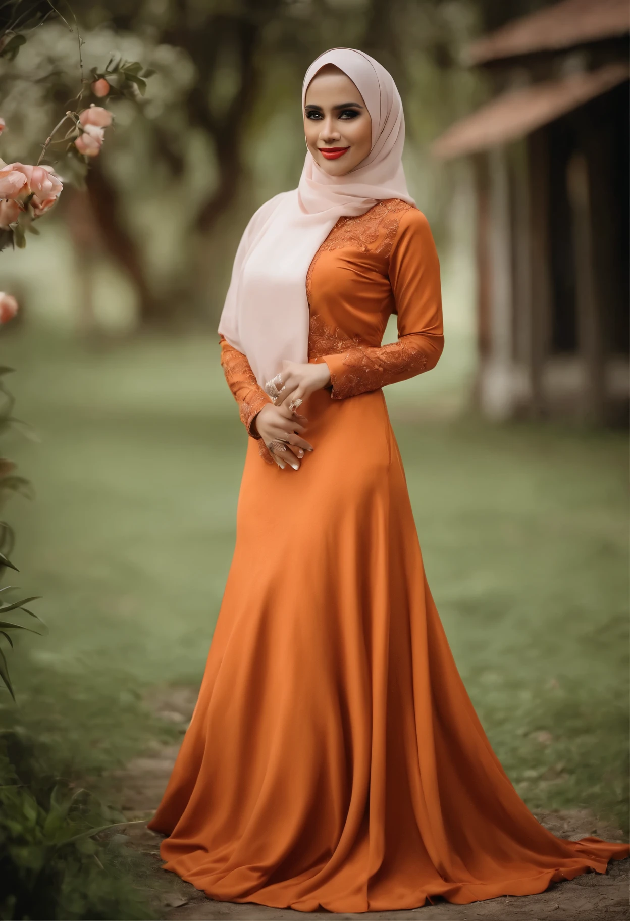 Empat orang Keluarga muslim memakai baju berwarna oranye. Dengan tulisan PKS 8