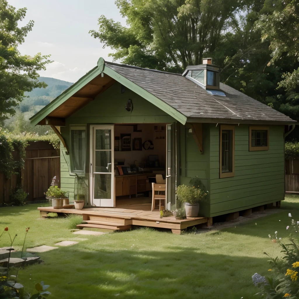a big cute summer house, on green hills, cozy house design, cute