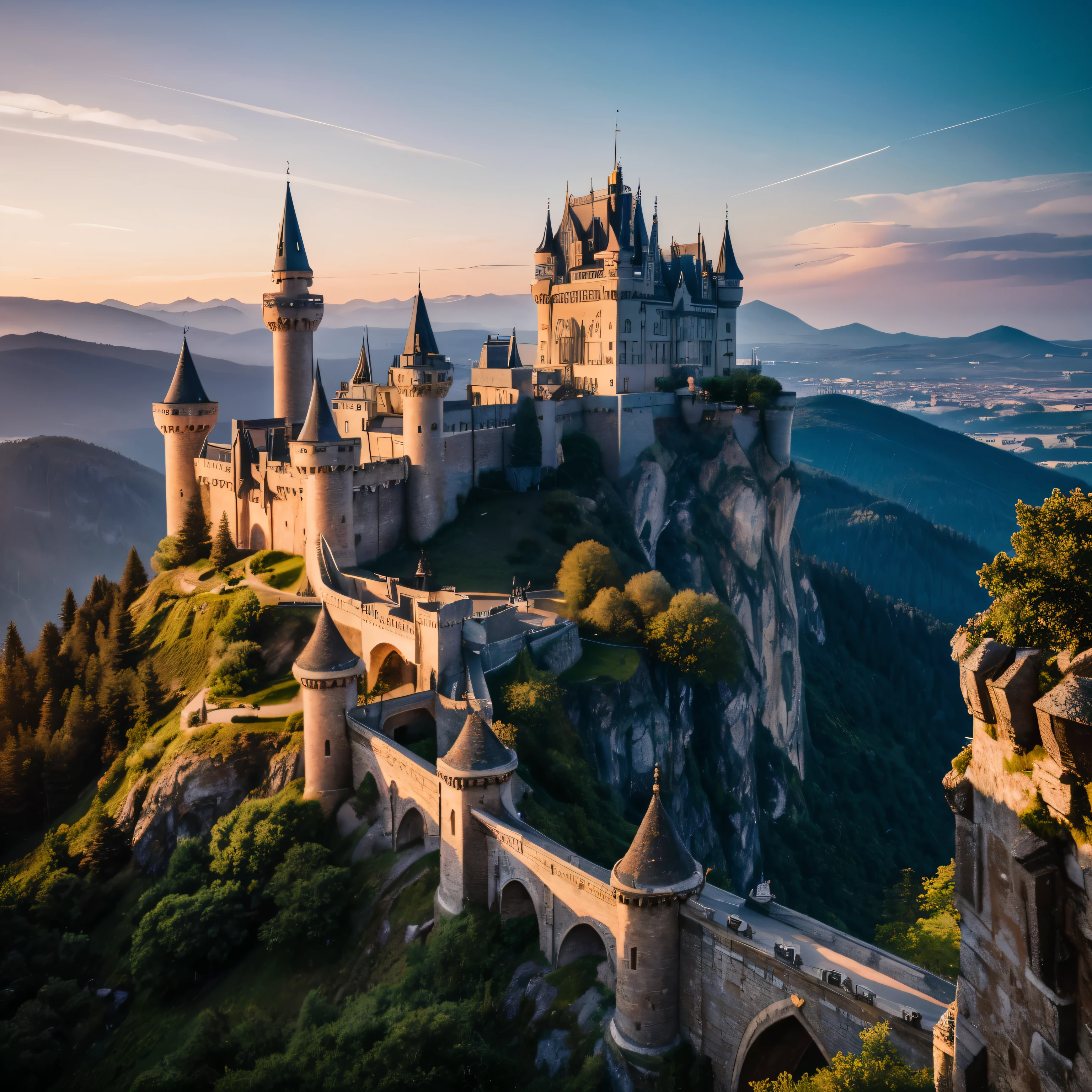 Through next-generation artificial intelligence, create a maximum quality image that represents a beautiful big and beautiful Sci fi Modern Future Castle. Explore advanced levels of detail to highlight the castle's majestic architecture, capturando nuances como torres imponentes, janelas ornamentadas e elementos decorativos. Adopt a cinematic style to bring the scene to life, playing with light to enhance the beauty of the castle in a magical environment, maybe at sunset or under the moonlight. Make sure the image conveys a sense of grandeur and charm, providing a captivating view of a castle that seems straight out of a fairytale.