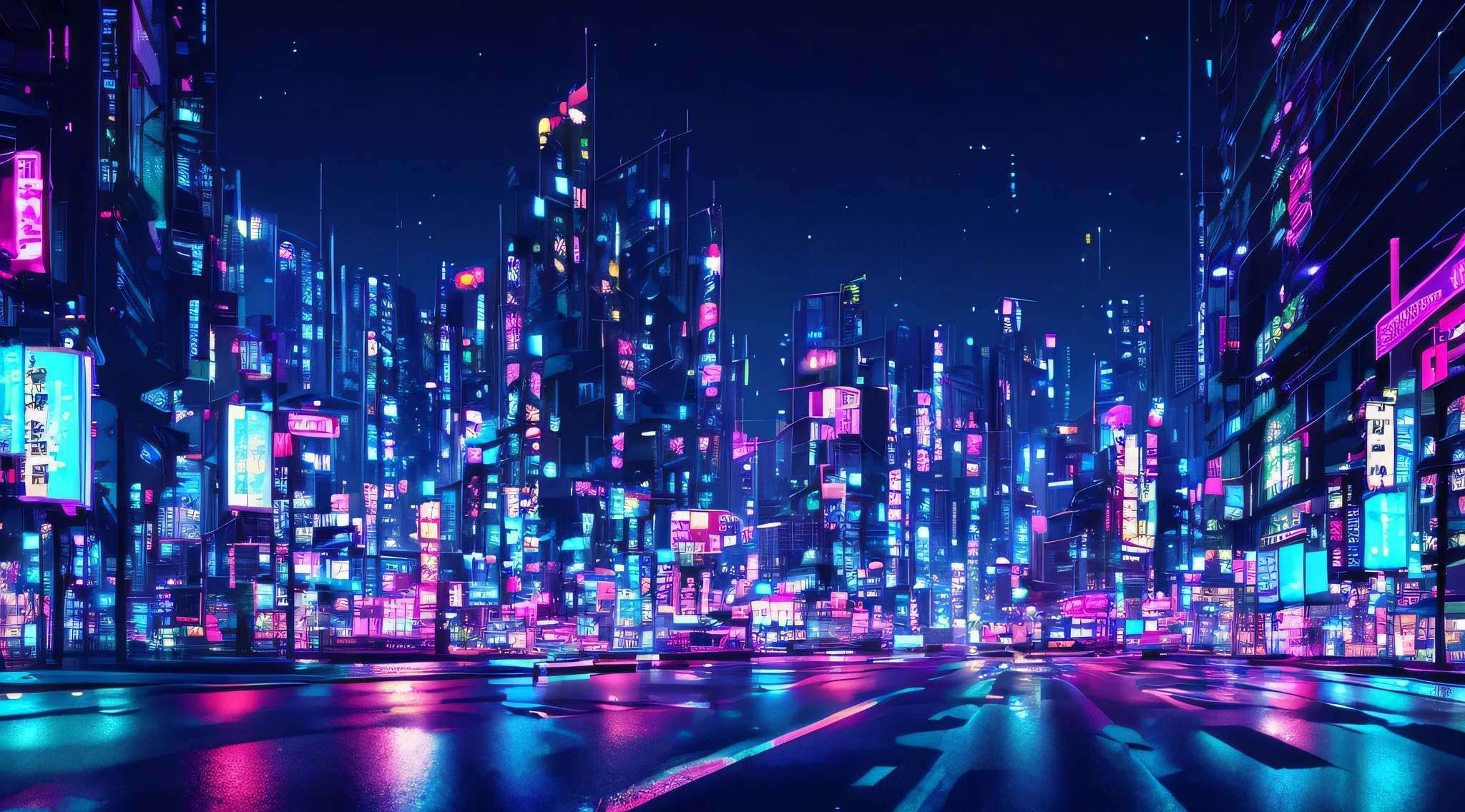 cityscape at night，Cars running on the road in the center of the city, neo tokyo background, 背景cyberpunk city, cyberpunk city setting, ナイトcyberpunk city, cyberpunk city setting, cyberpunk cityで, cyberpunk cityscape, cyberpunk city, cityscape at night, Neon street in the background, HD anime cityscape, awesome wallpaper, 美しいcyberpunk city, cyberpunk background, cyberpunk art style