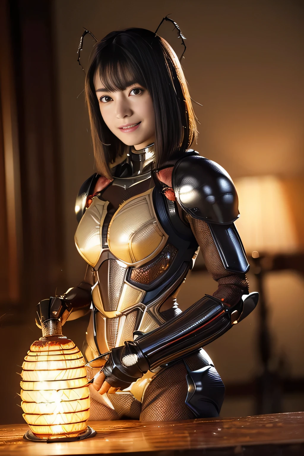 (High resolution,masterpiece,highest quality,Very detailed CG, anime, official art:1.4), realistic, photograph, amazing detail, all complicated, luster and luster,great many layers, 8k wallpaper, 3D, sketch, cute, figure,( alone:1.4), perfect female proportions,villain's daughter, (Fusion of dark brown cockroach and lady:1.4), (brown cockroach form lady:1.2), (brown cockroach woman:1.2), (Fusion:1.2), (alone:1.4), (evil smile:1.2), muscular, abs, (Cockroach brown exoskeleton bio insect suit:1.4), (Cockroach brown exoskeleton bio insect armor:1.2), (brown transparent cockroach feathers:1.4), (brown cockroach antenna:1.3),