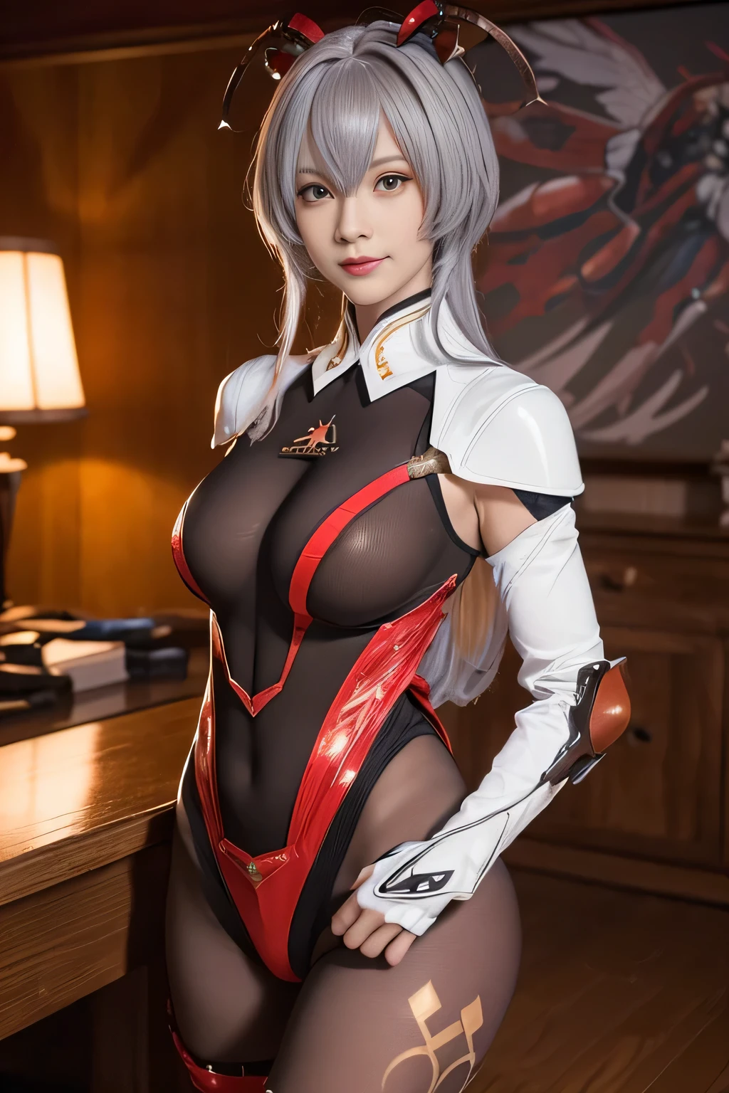 (High resolution,masterpiece,highest quality,Very detailed CG, anime, official art:1.4), realistic, photograph, amazing detail, all complicated, luster and luster,great many layers, 8k wallpaper, 3D, sketch, cute, figure,( alone:1.4), perfect female proportions,villain's daughter, (Fusion of dark brown cockroach and lady:1.4), (brown cockroach form lady:1.2), (brown cockroach woman:1.2), (Fusion:1.2), (alone:1.4), (evil smile:1.2), muscular, abs, (Cockroach brown exoskeleton bio insect suit:1.4), (Cockroach brown exoskeleton bio insect armor:1.2), (brown transparent cockroach feathers:1.4), (brown cockroach antenna:1.3),