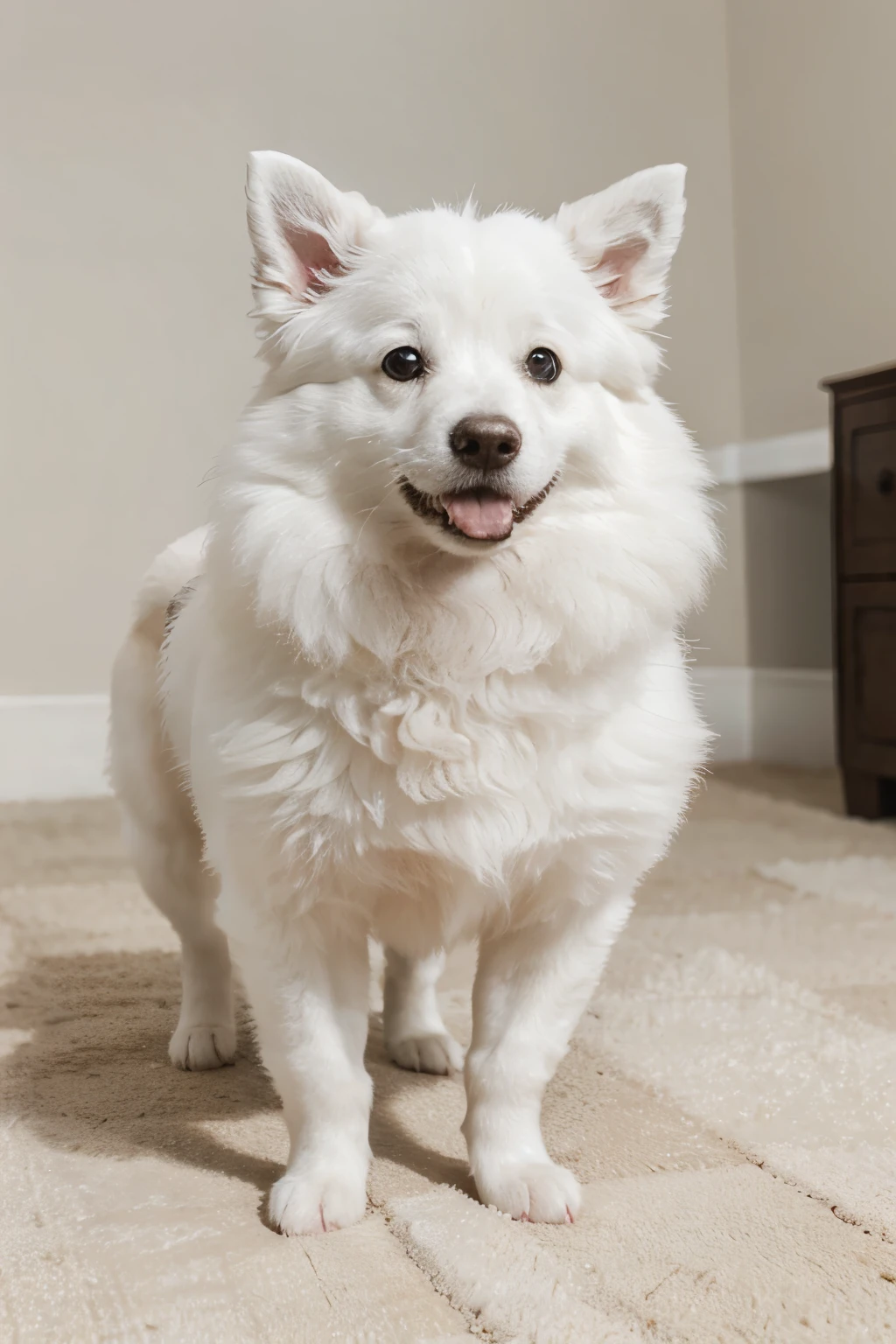 a white german spitz dog, Deutscher Spitz branco, breed dog, peludinho, pelo branco, fofo,