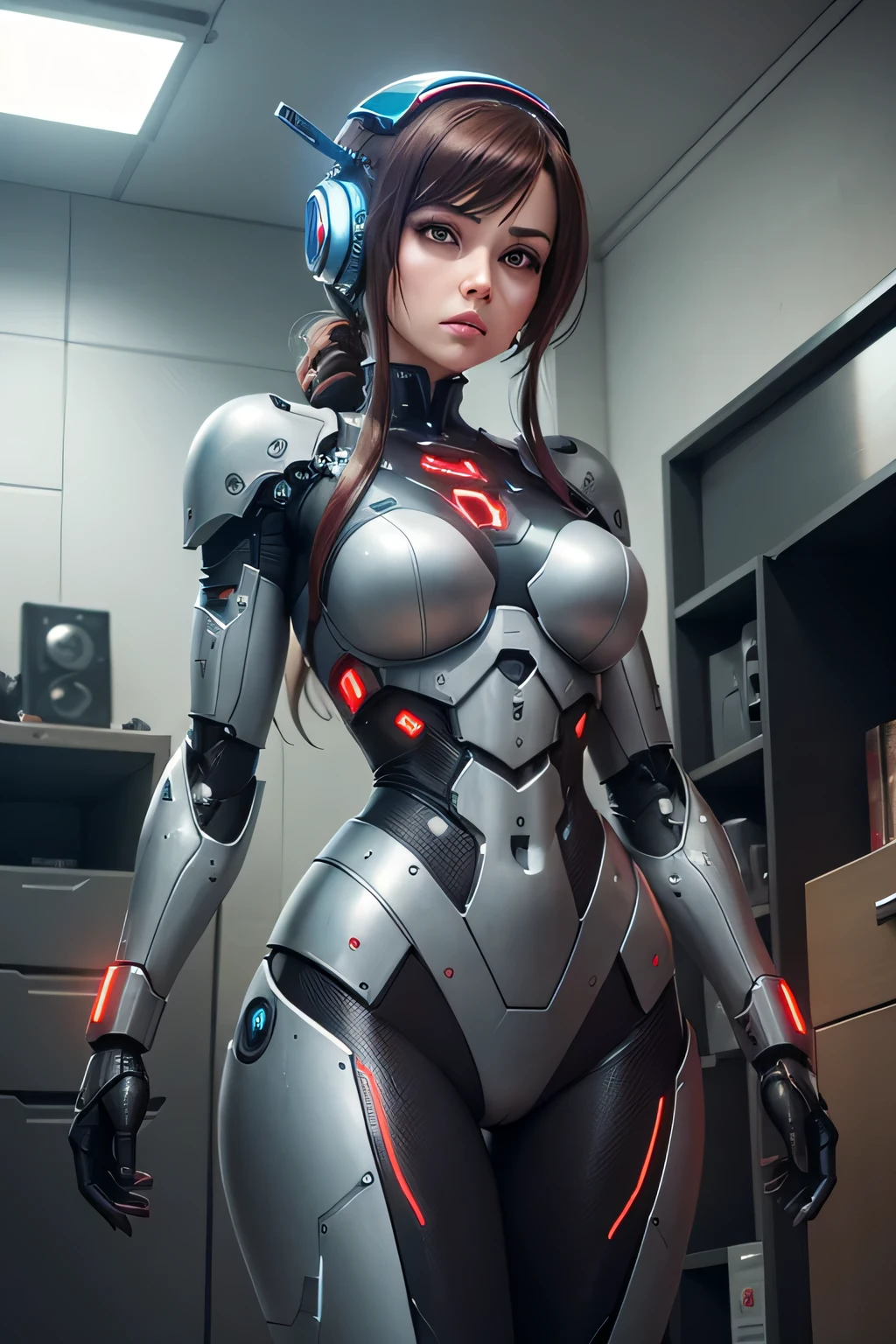 A woman is captured by an evil male robot.、be turned into a robot. My body is slow々become a machine indoor