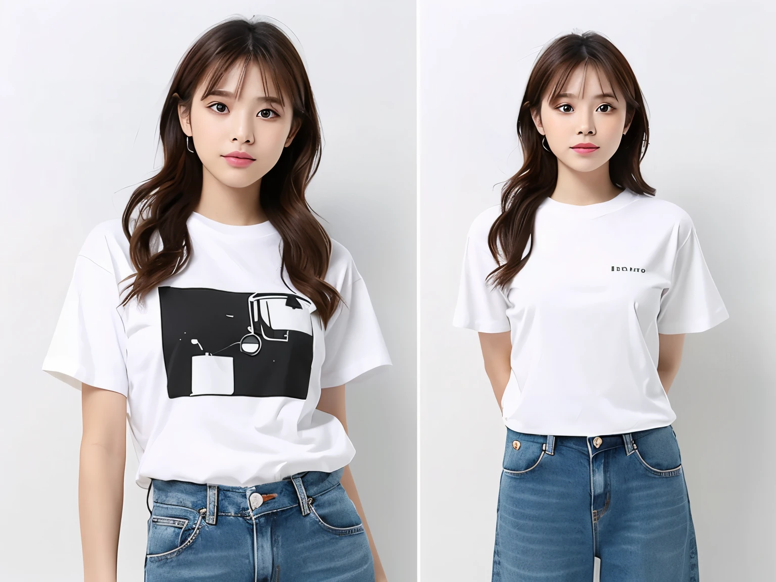 Create a design for the front of your t-shirt。White background、simple design、Fashionable、Design that makes you want to buy、