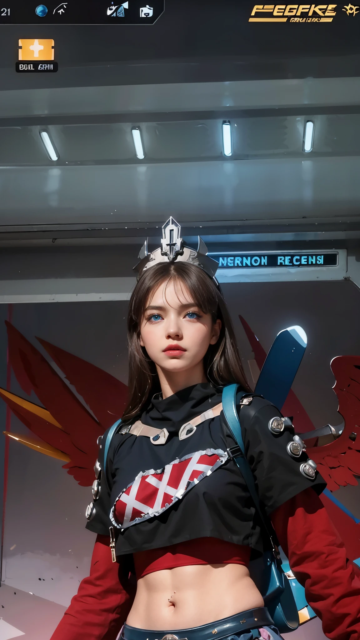 (female:1.2), 8k, ultra hd, ultra detailed texture, hyper realistic, masterpiece, detailed texture, detailed face, detailed skin, detailed lighting, (photorealistic:1.5), best quality, beautiful lighting, cinematic lighting, professional lighting, ultra highres, realistic, detailed hair, real hair, high quality, (realskin:1.5), extremely detailed, finely detail, ultra-detailed, 1girl, solo, goddess, nurse, flying, (blue eyes:1.5), pink lips, closed mouth, nose, white skin, pretty, beautiful, make up, cute face, long hair, blonde hair, large breasts, armpit, thighigh, ass, bare shoulder, mechanical wings, official alternate costume, nurse cap, white dress, cloudy sky, sleeveless, taut clothes, leotard skirt, iron legwear, iron knee protector, iron elbow gloves, rafaela \(mobile legends\), holding, heart, outstretched arm, depth of field, looking aways, from below, skin tight, amazing pose, outdoors, sunlight, glowing, blue sky, blurry background