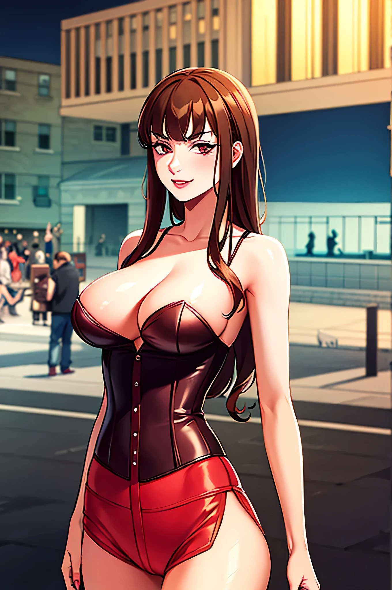 sweetheart, Everlasting, cowboy shooting, outdoor, night, looking at the audience, alone, smug, corset