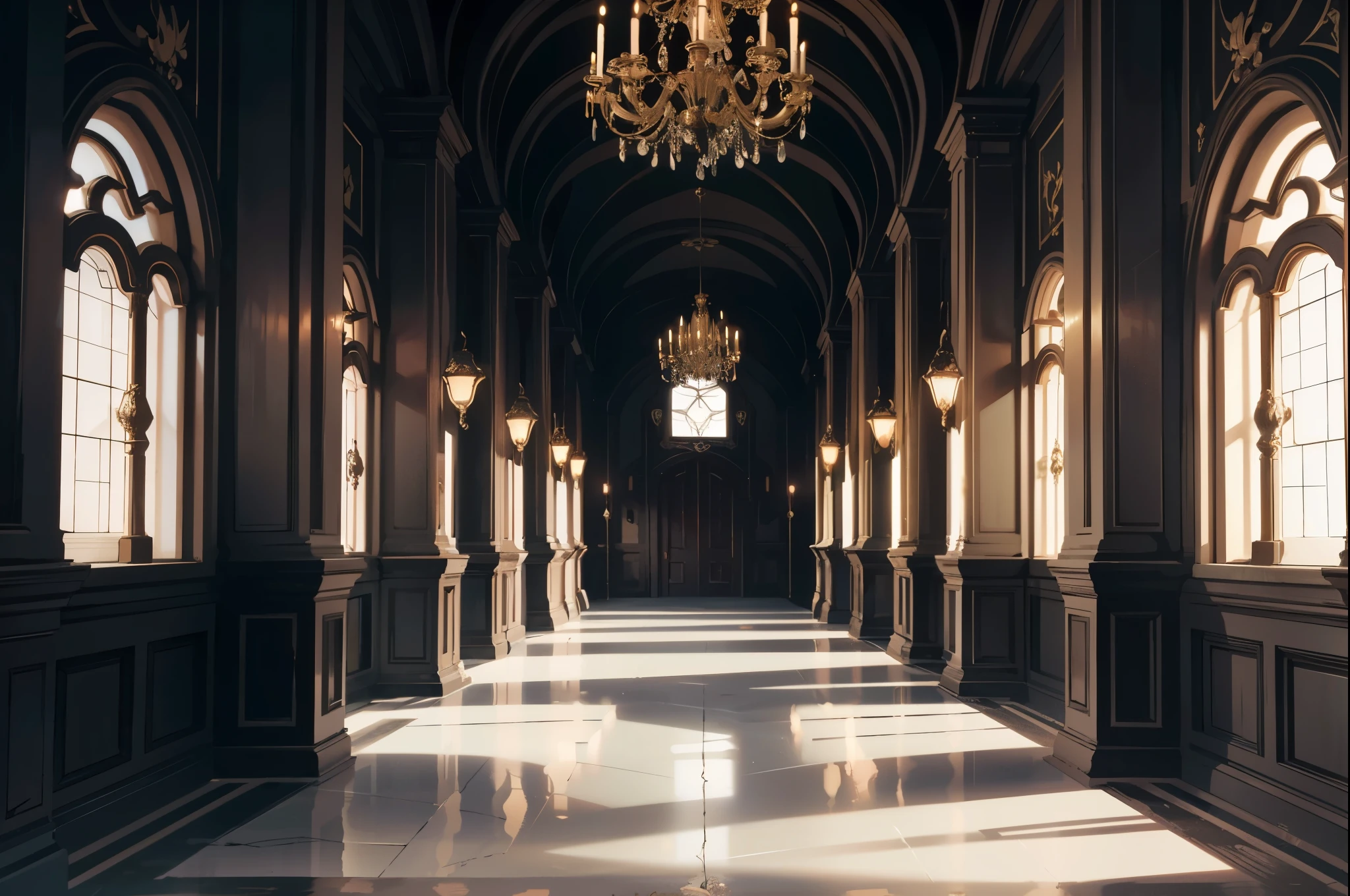 Best quality, masterpiece, photorealistic, (high resolution CGI artwork 8k), create a stunning gothic interior of a victorian mansion, the color scheme is ethereal in black, reflective orange opal, styled with black roses, dark marble, bats, gemstones, crystals, ornate grand historical window, high-resolution, 3D-rendered masterpiece of digital art, flawlessly blending the worlds of fantasy and reality, dreamy glimmer, ominous atmosphere, the cityscape is a fantastical gothic world of Halloween, inspired by Beeple