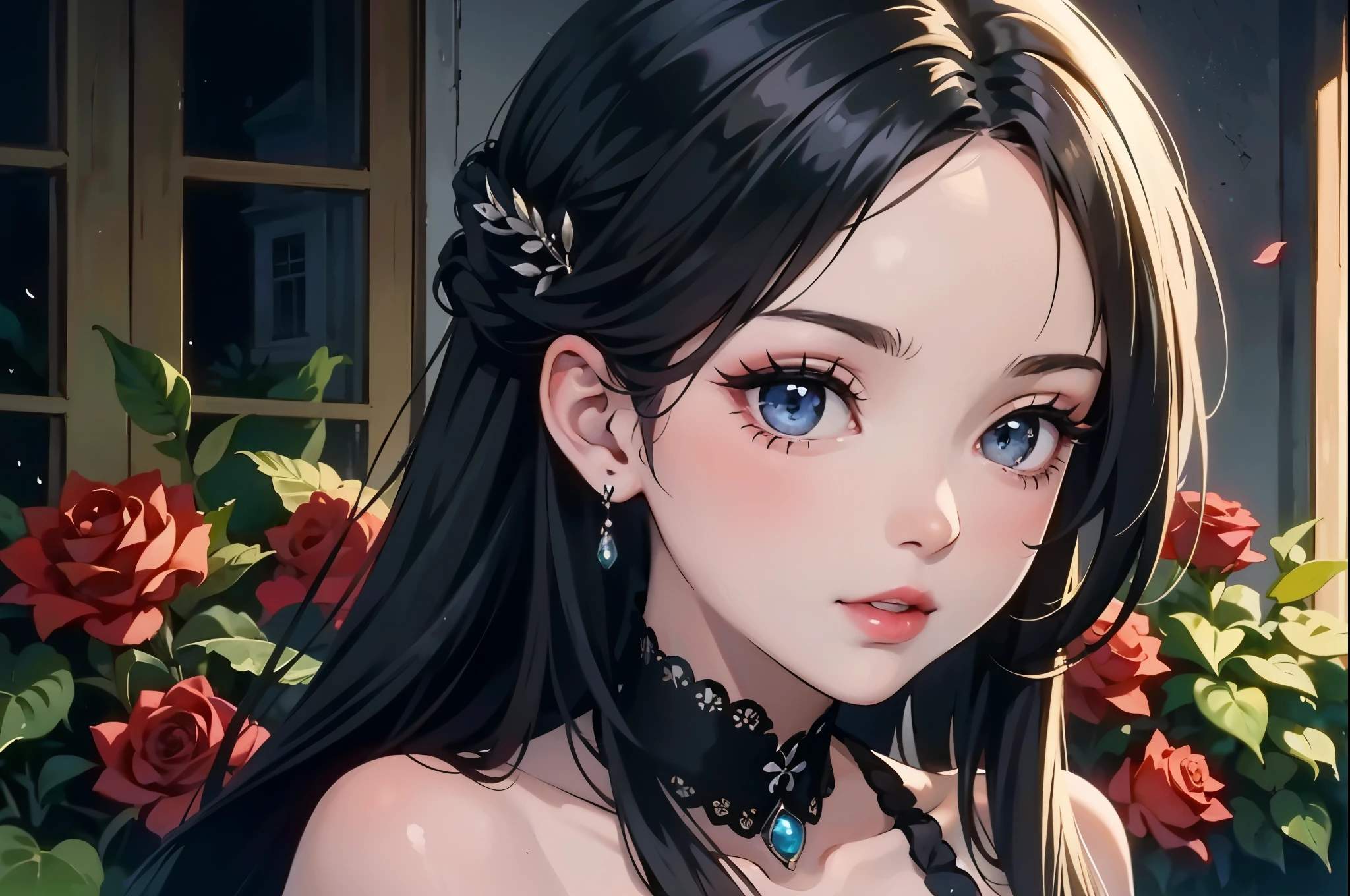 create an ethereal wallpaper with roses, gothic theme, 32k resolution, art by the number one Ai artist in the world, approaching perfection