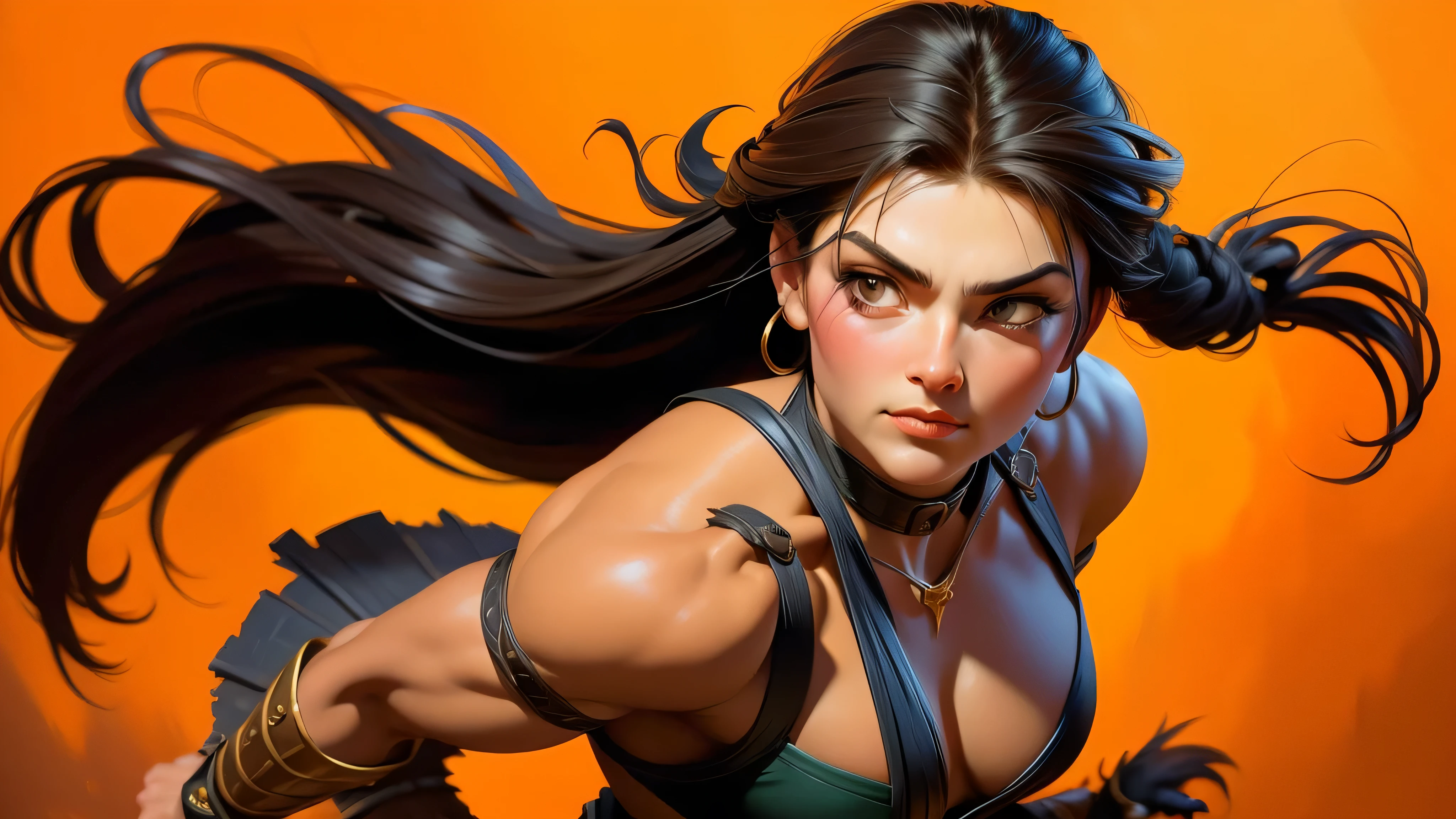 Oil painting, woman warriors, "Frank Frazetta" style. Perfect, well-defined strokes, great light, perfect brushstrokes, sharpness, realistic, 2D, 4K.