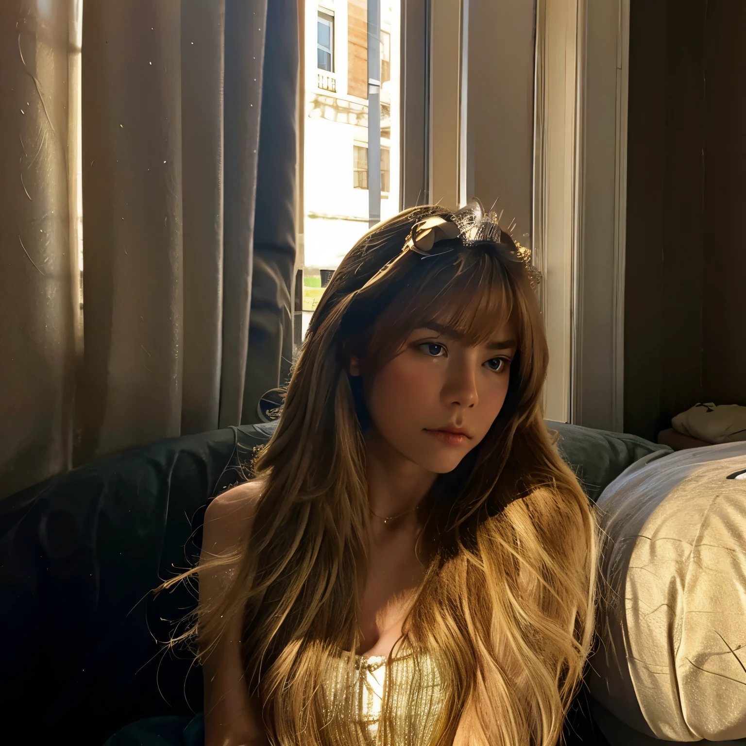A sad golden-haired princess