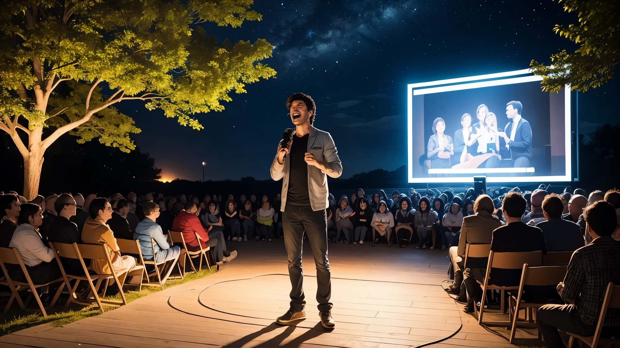 stand up comedy outside in open space