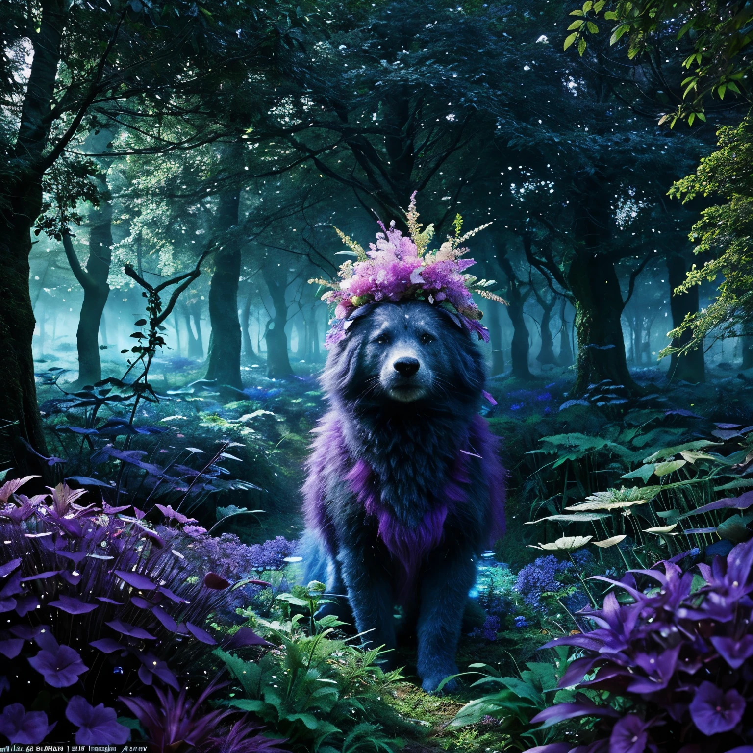 lush forest and plantlife, real, detailed, 8k, highquality, an enchanting and dreamy scene of fantasy/alien forest, creating a sense of mystique and enchantment, award winning photography, lots of blues and purples, depth of field, photorealist, crystals, bright happy colors