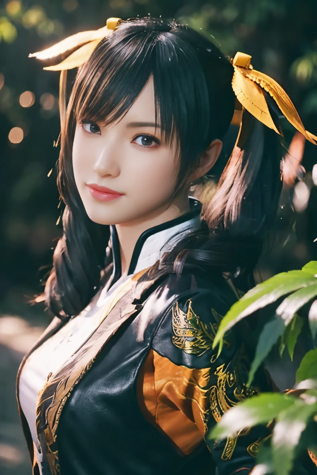 Tekken Xiaoyu,masterpiece、1 kawaii girl、-yeld hischool sts、puffy eyes、Bright outdoor,Bright downtown、highest quality, 超High resolution, (reality: 1.4), movie lighting、Japanese、asian beauty、Korean、super beautiful、beautiful skin、body facing forward、whole body,Upper body、(超reality的な)、(High resolution)、(8K)、(very detailed)、(美しくfine eyes)、(Super detailed)、 (wall-)、detailed face、bright lighting、professional lighting、looking at the viewer、look straight ahead、slanted bangs、brown hair、Nogizaka idol、