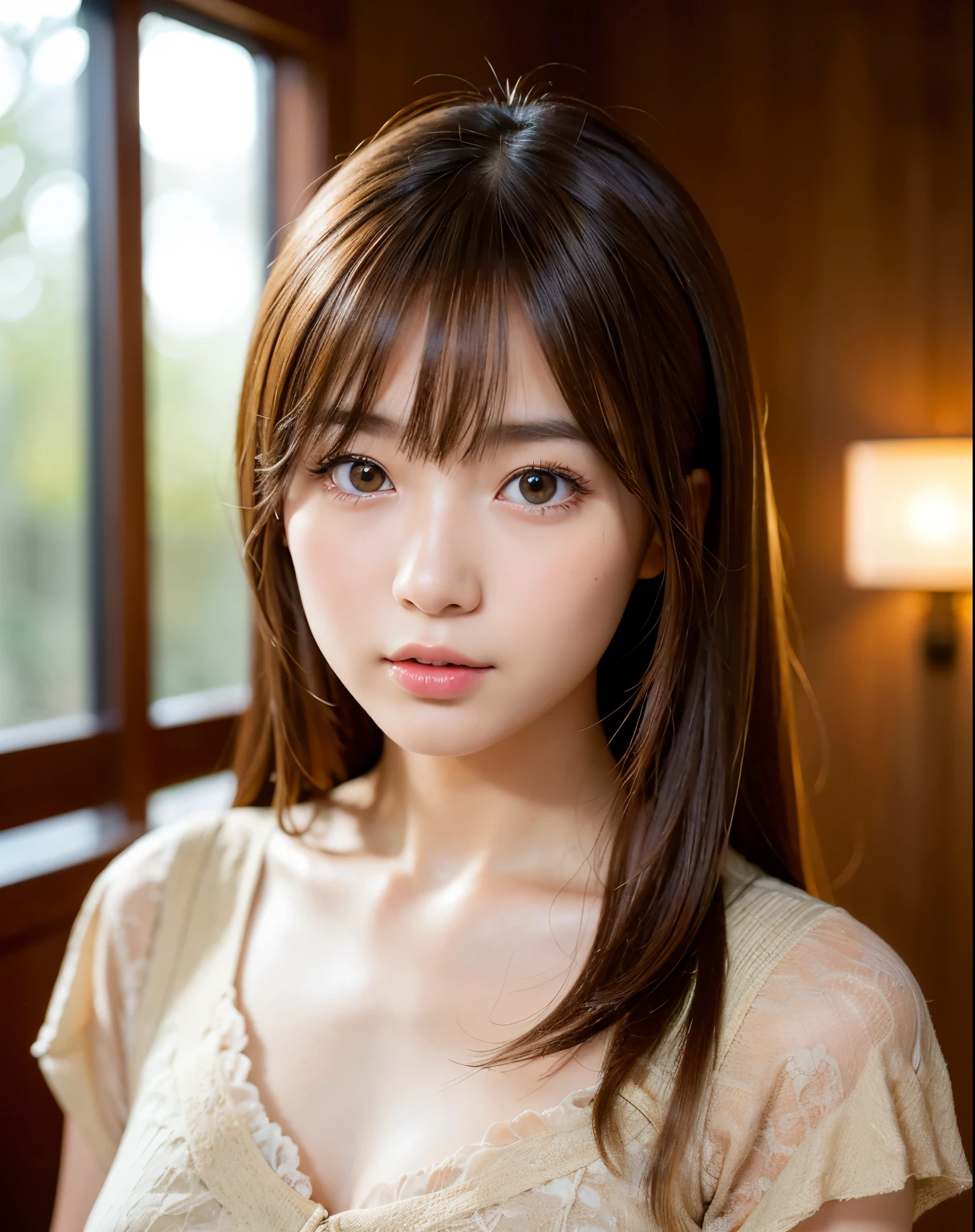 best quality, face focus, soft light, ultra high res, (photorealistic:1.4), RAW photo,
1japanese girl, solo, cute, (pupil, lights in the eyes), detailed beautiful face, (),(high resolution detail of human skin texture),
(long hair),
indoor,
Damask Shirt Dress,
(portrait)