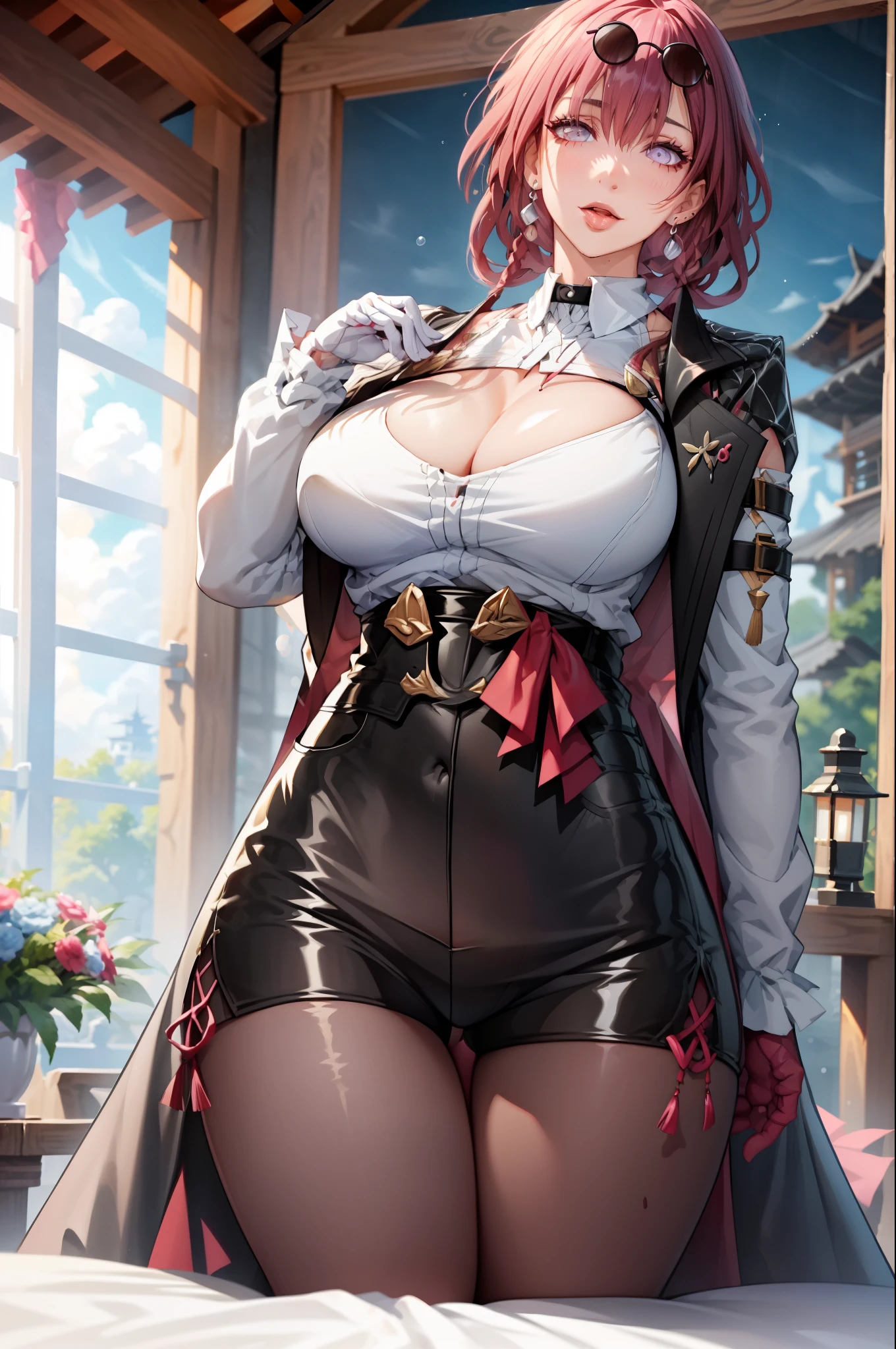 Hot mom，独奏，（：1.3），thick thight，upper legs，Wide buttock，dent in the skin，Double tail，curlies，ssmile，cheerfulness，（Red latex apron：1.2），cparted lips，plumw，exposed midriff，protruding areolas，gigantic cleavage breasts，4K，realistic humid skin，Armpits，Large curved hips，a variety of poses，Stick out a very long tongue，Fleshy figure，with perfect legs，Hypertrophic，protruding areolas，，Bronzed skin，詳細な唇，bubble butt，Dewy，mouth drool，Lick，Place your fingers between your legs，Hungry and thirsty housewives，erected，Wrinkles，Clean the room，Eyes look at the lens，A shy look，Blushing aunt，Two braids，Smooth skin，Very meticulous clothes，Intriguing set，extremly high detail，A detailed face，Gloss on lips