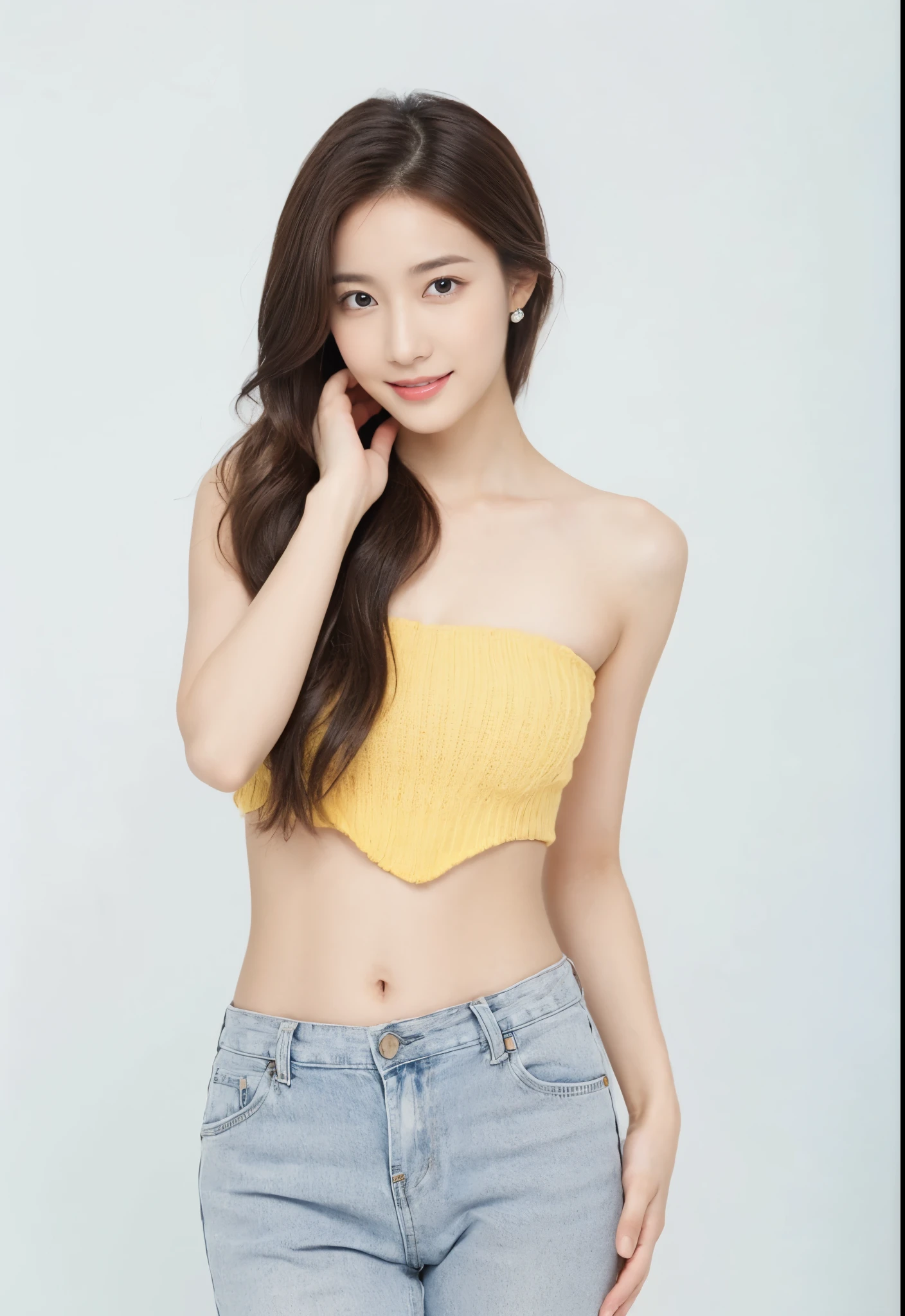 ((​Masterpiece, Top image quality, high resolution、alone、shiny skin))(on the table, best quality, actual, super detailed, meticulous, high resolution, 8k wallpaper), Close-up portrait of a beautiful woman, Chariada, smiling, light brown messy hair, Perfect dynamic composition, 美丽meticulous的眼睛, Just like the cover of a fashion magazine, on campus