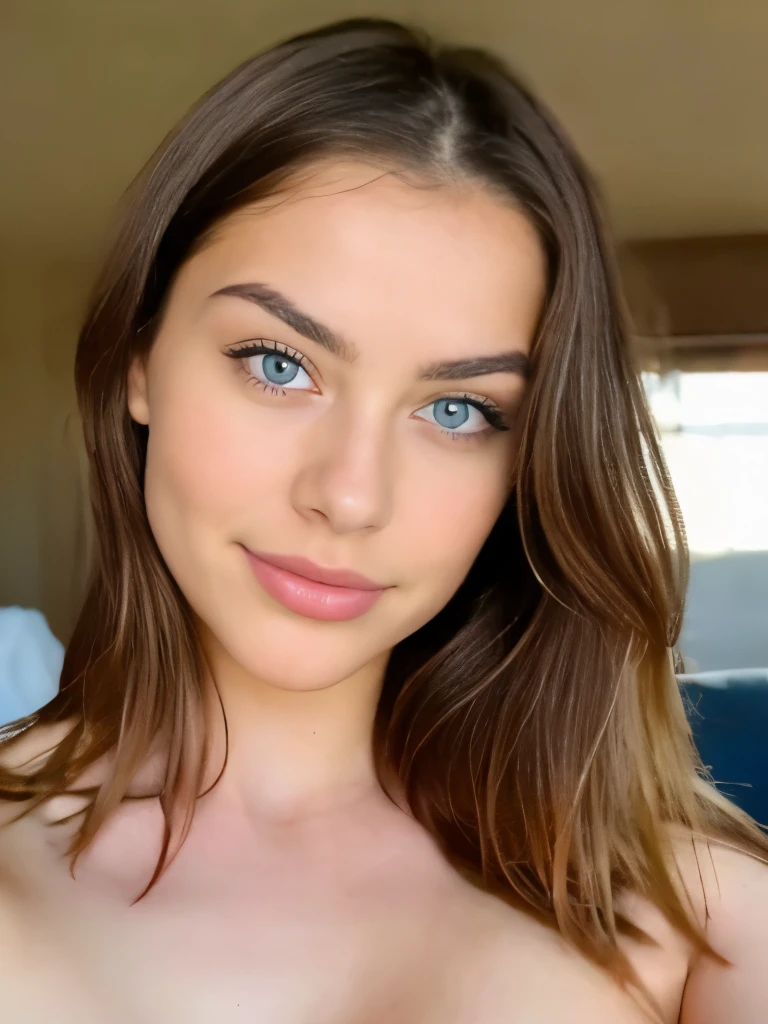 Very beautiful sexy blonde making a selfie, naked , breasts, light blue eyes, highly detailed, 18 years old, slim, innocent face, naturally wavy hair, high resolution, masterpiece, best quality, intricate high detail, highly detailed, sharp focus, detailed skin, realistic skin texture, texture, detailed eyes, professional, 4K, charming smile, shot with Canon, 85mm, slight depth of field, Kodak Color Vision, body in perfect shape, extremely detailed, photographer_\( ultra\), photographerrealistic, Realstic, Postprocessing, maximum details, roughness, real life, ultrarealistic, photorealism, photography, 8K UHD, photography